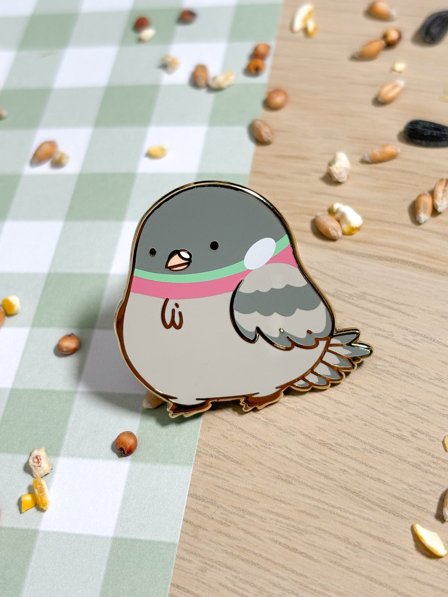 Chunky Chirp Pigeon 1.5 inch Gold Plated Enamel Pin