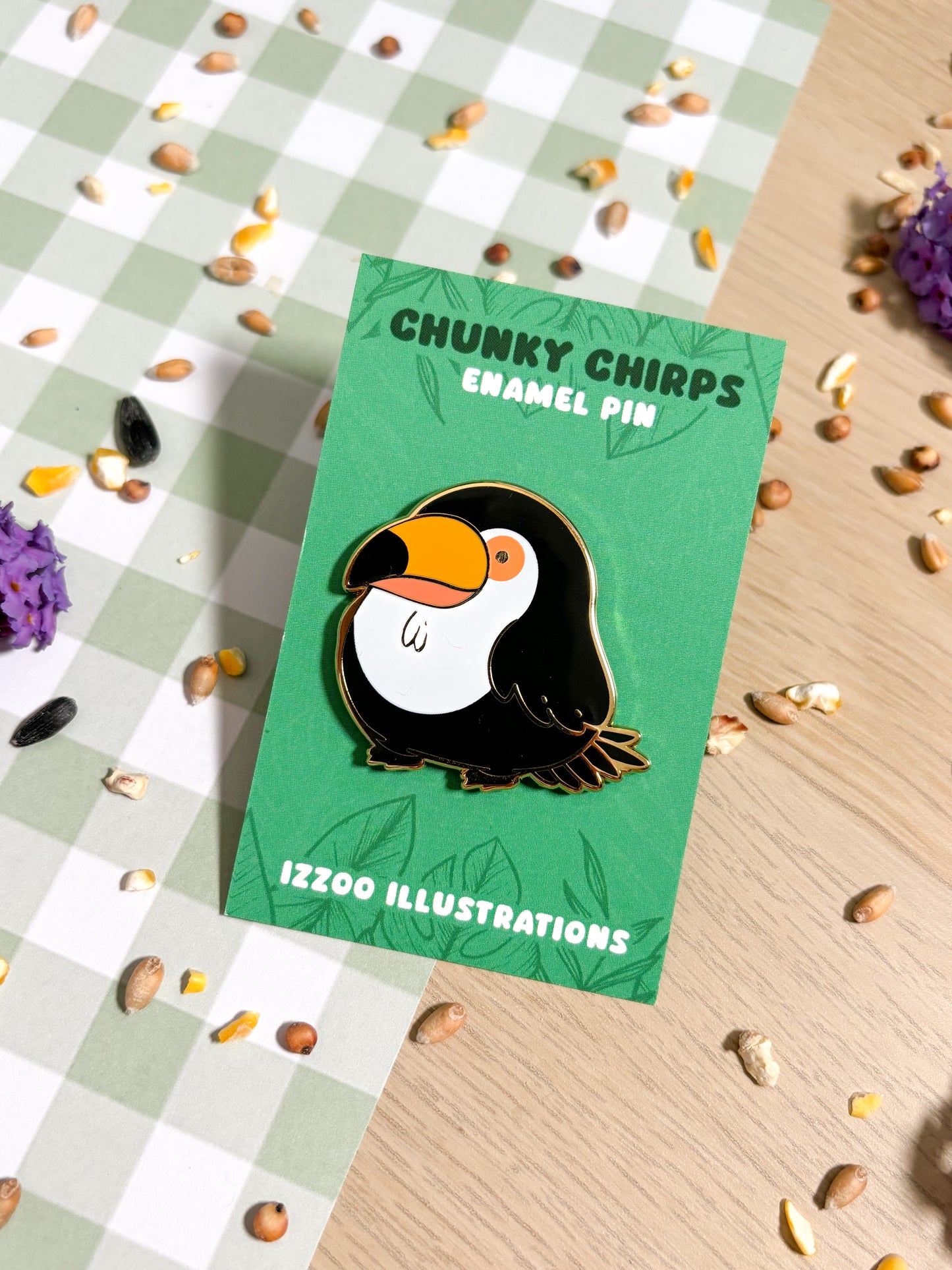 Chunky Chirp Toucan 1.5 inch Gold Plated Enamel Pin