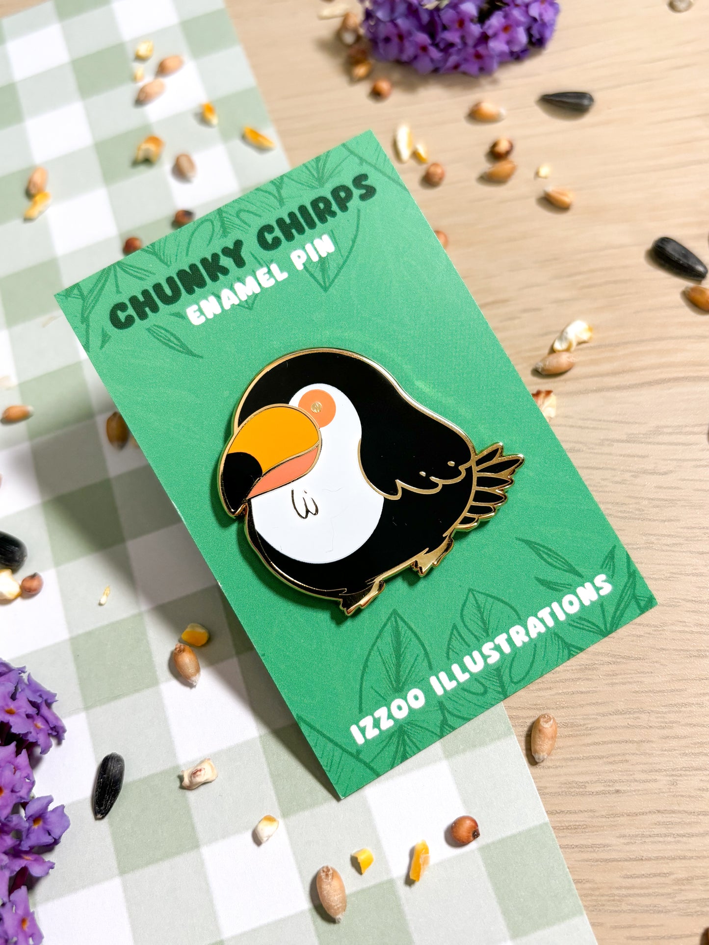 Chunky Chirp Toucan 1.5 inch Gold Plated Enamel Pin