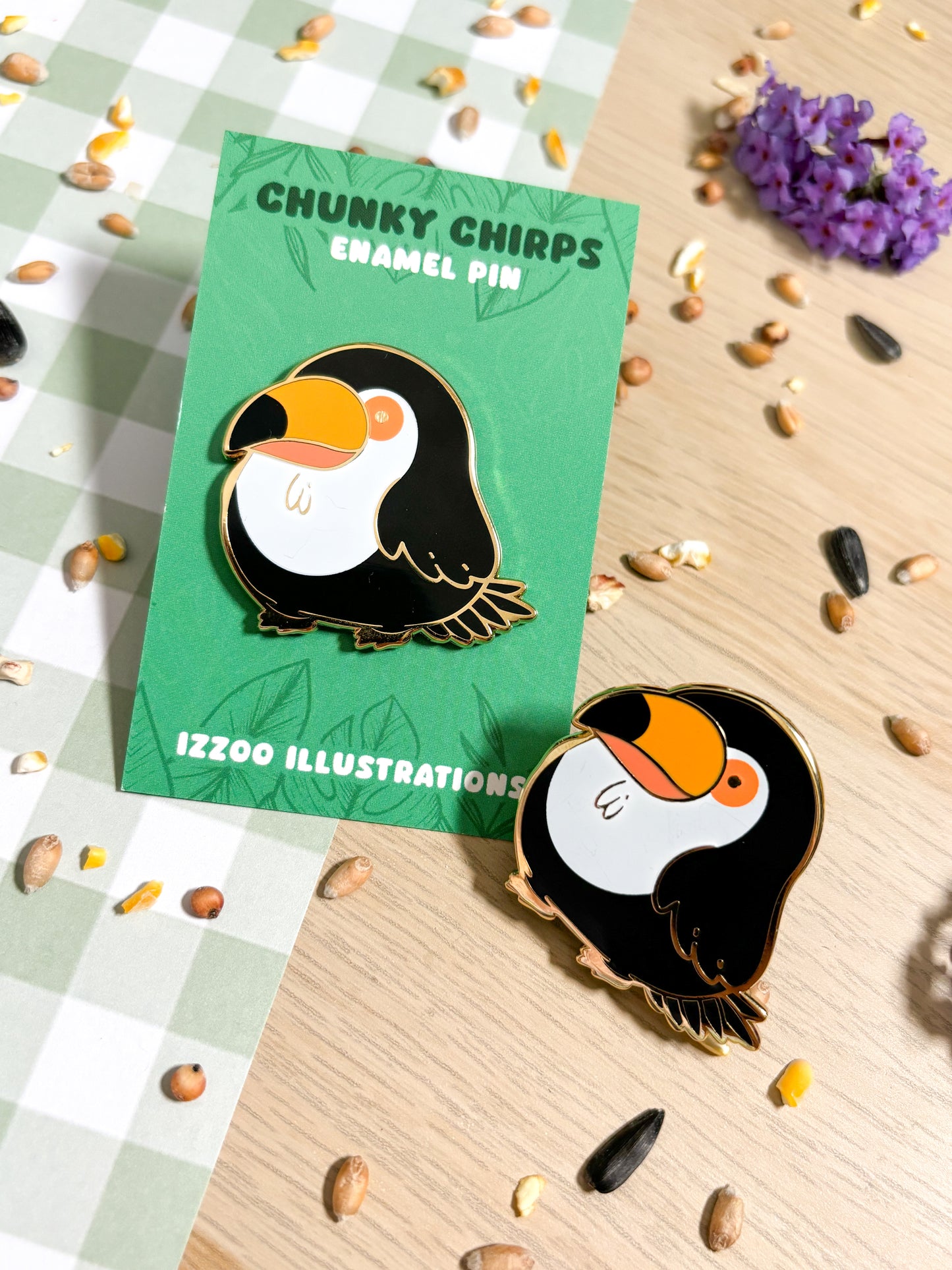 Chunky Chirp Toucan 1.5 inch Gold Plated Enamel Pin