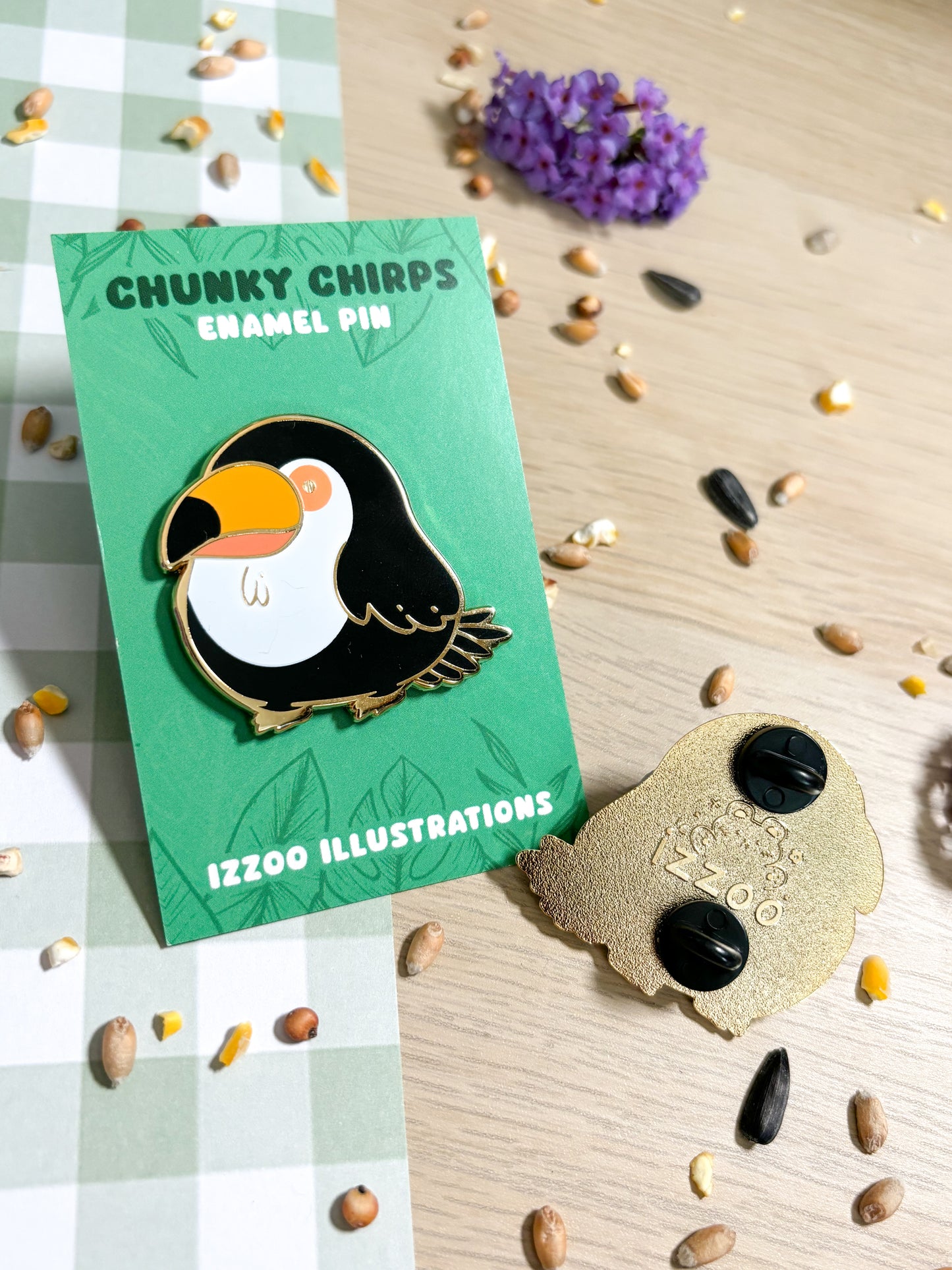 Chunky Chirp Toucan 1.5 inch Gold Plated Enamel Pin