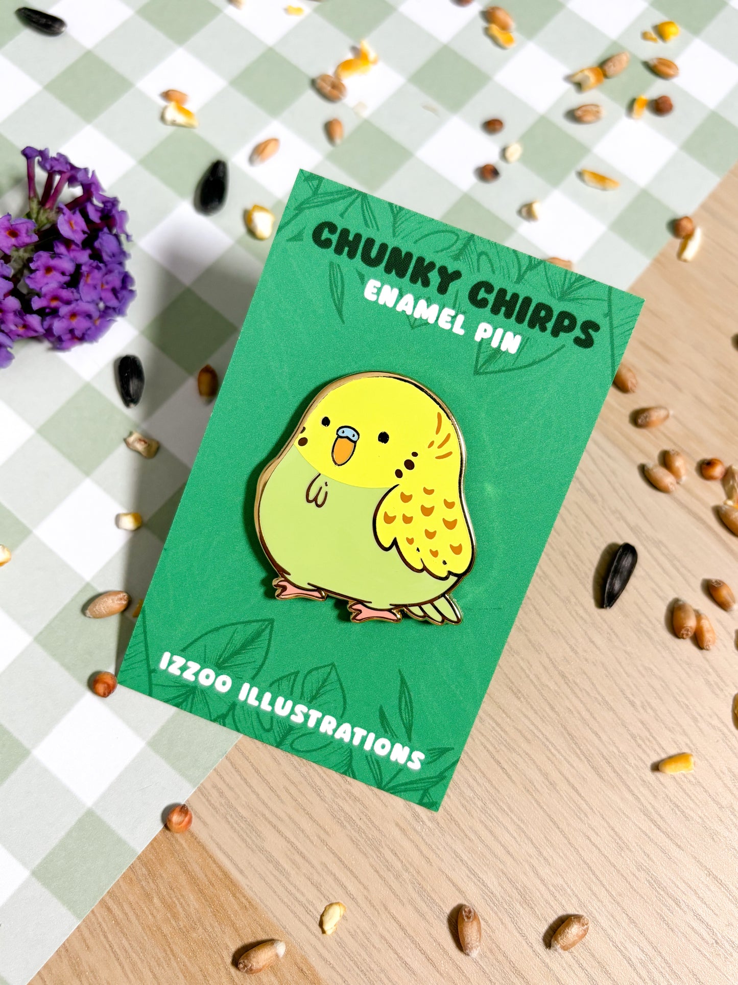 Green Budgie Plated Enamel Pin