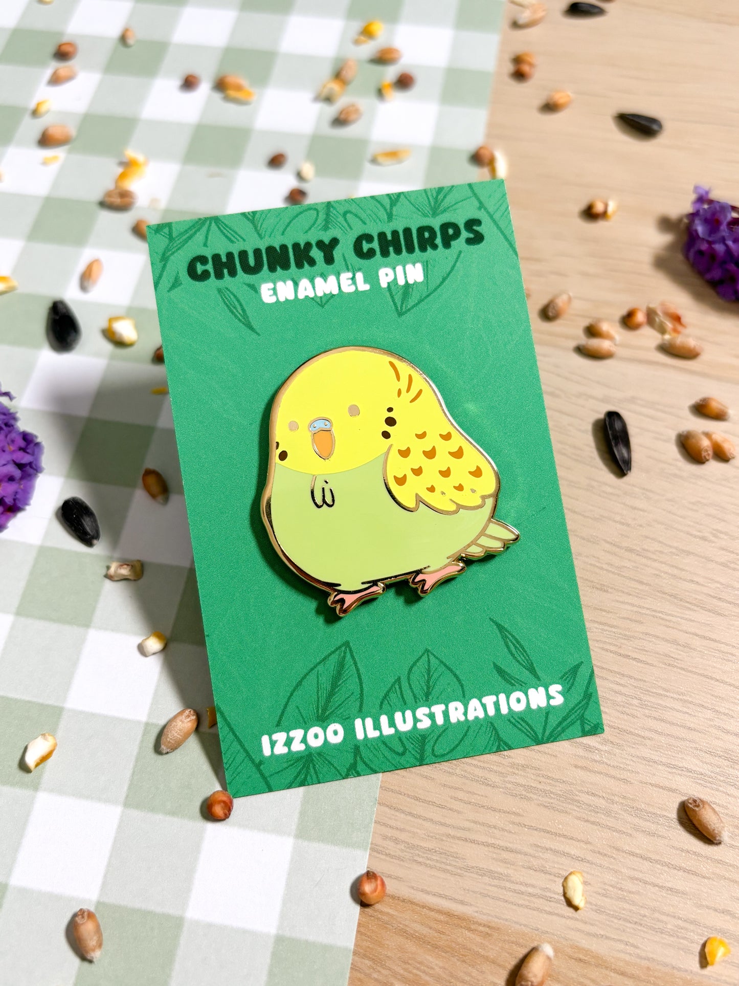 Green Budgie Plated Enamel Pin