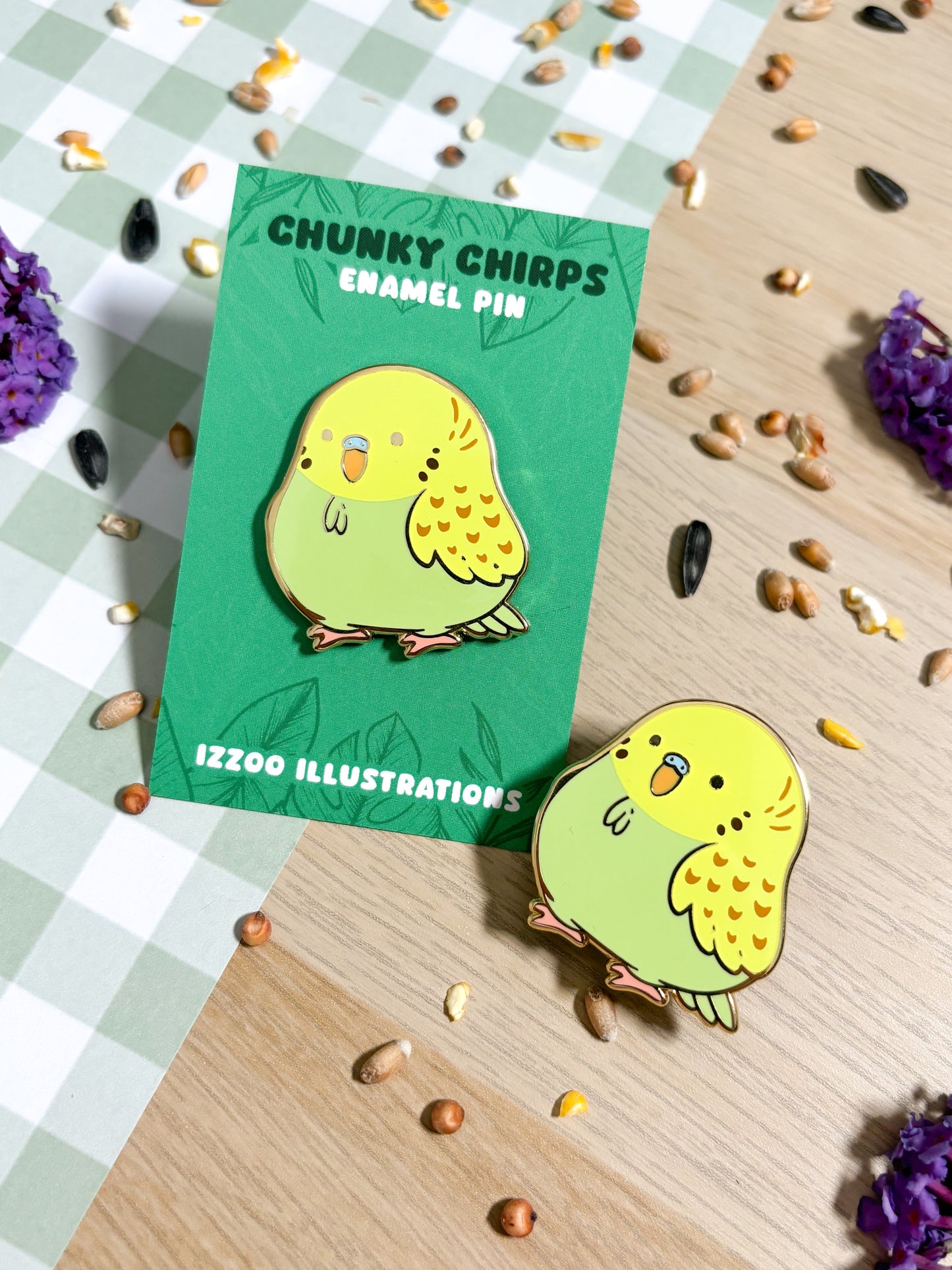 Green Budgie Plated Enamel Pin