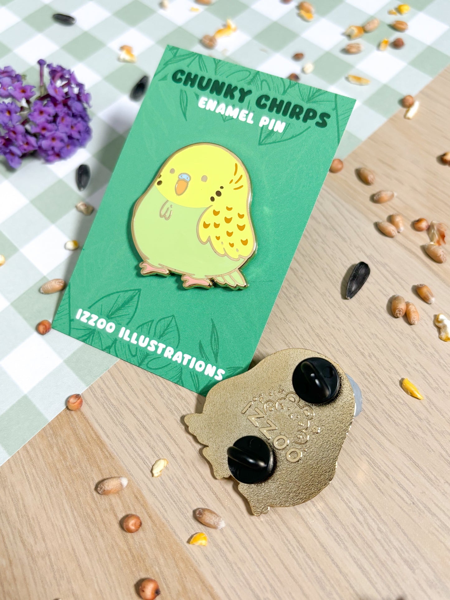 Green Budgie Plated Enamel Pin
