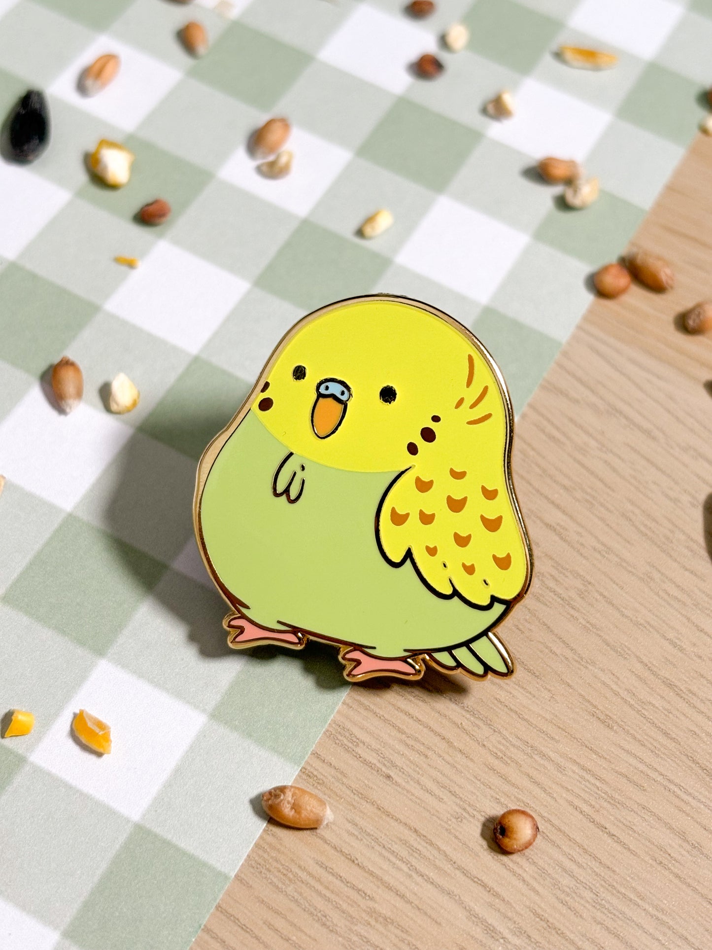 Green Budgie Plated Enamel Pin