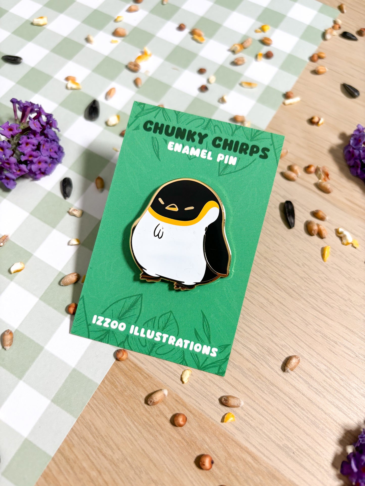 Chunky Chirp Penguin 1.5 inch Gold Plated Enamel Pin