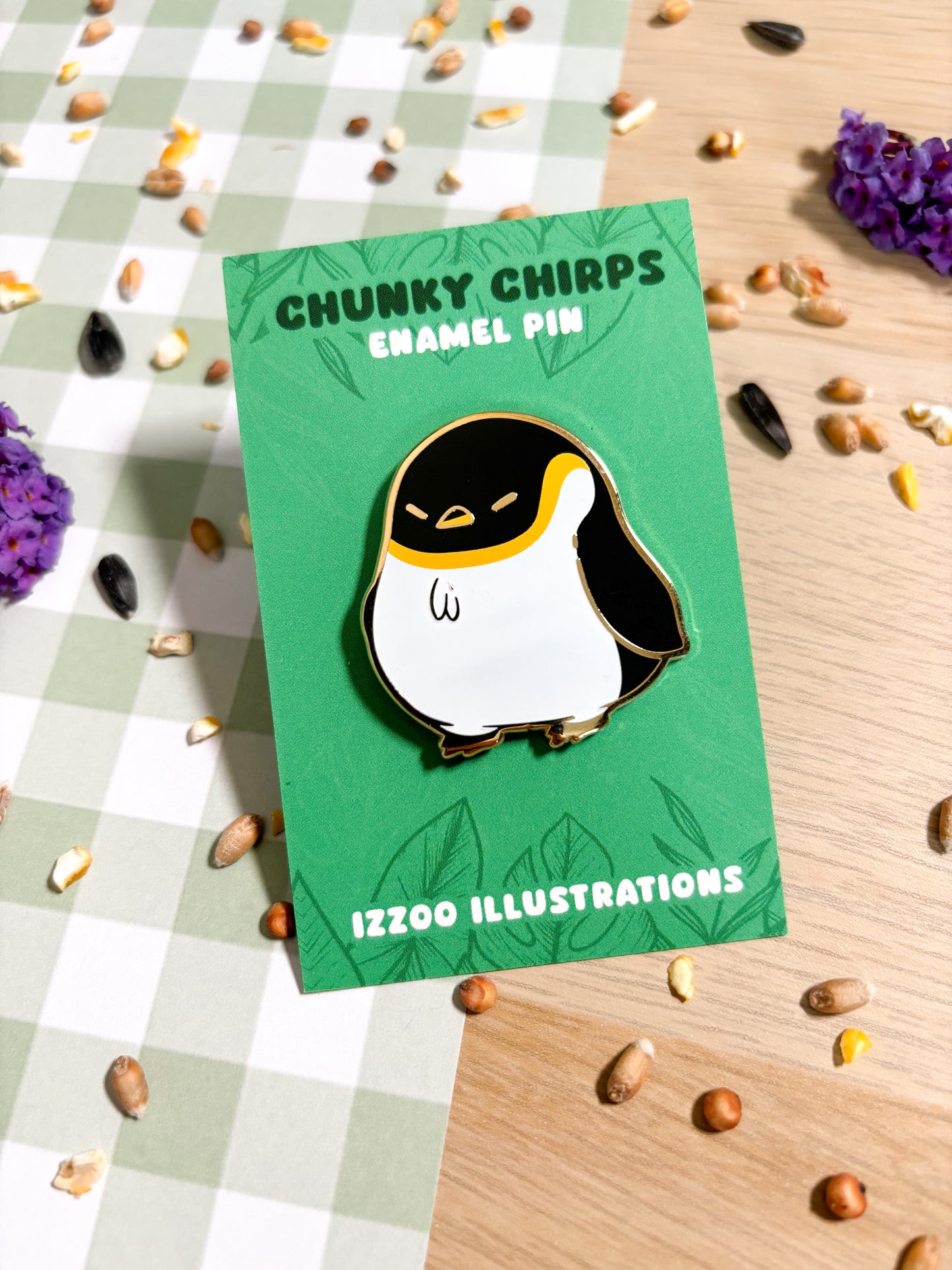 Chunky Chirp Penguin 1.5 inch Gold Plated Enamel Pin