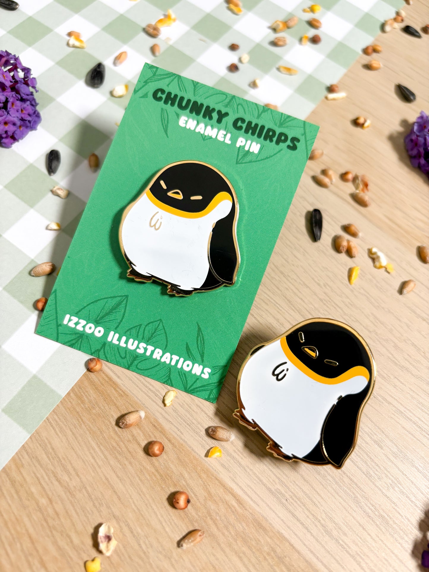 Chunky Chirp Penguin 1.5 inch Gold Plated Enamel Pin
