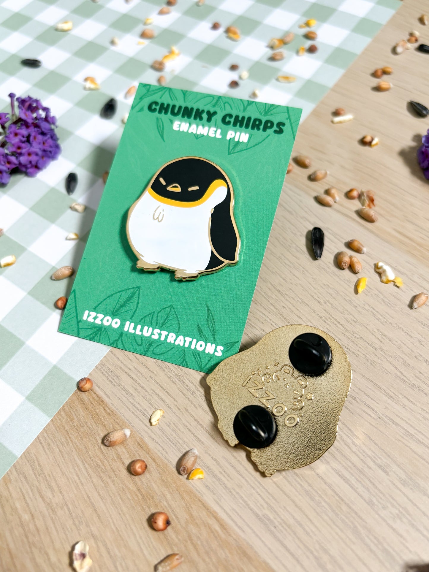 Chunky Chirp Penguin 1.5 inch Gold Plated Enamel Pin