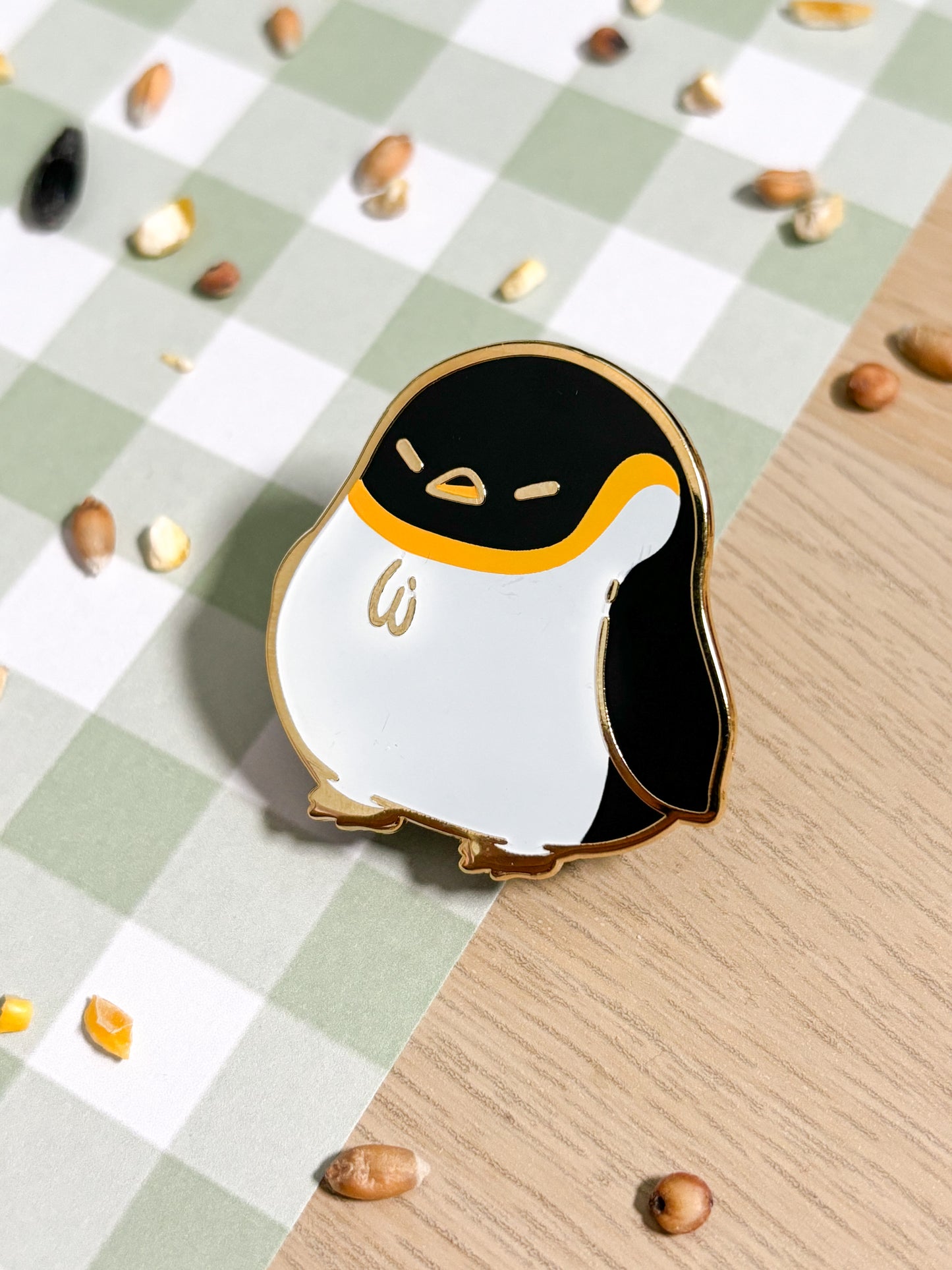 Chunky Chirp Penguin 1.5 inch Gold Plated Enamel Pin