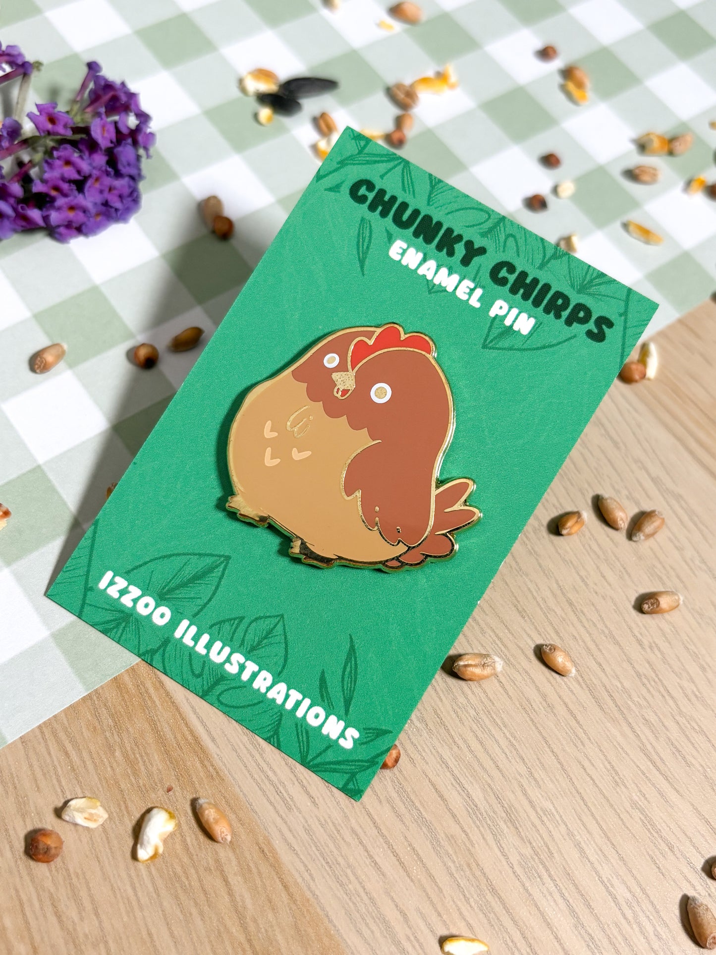 Chunky Chirp Chicken 1.5 inch Gold Plated Enamel Pin
