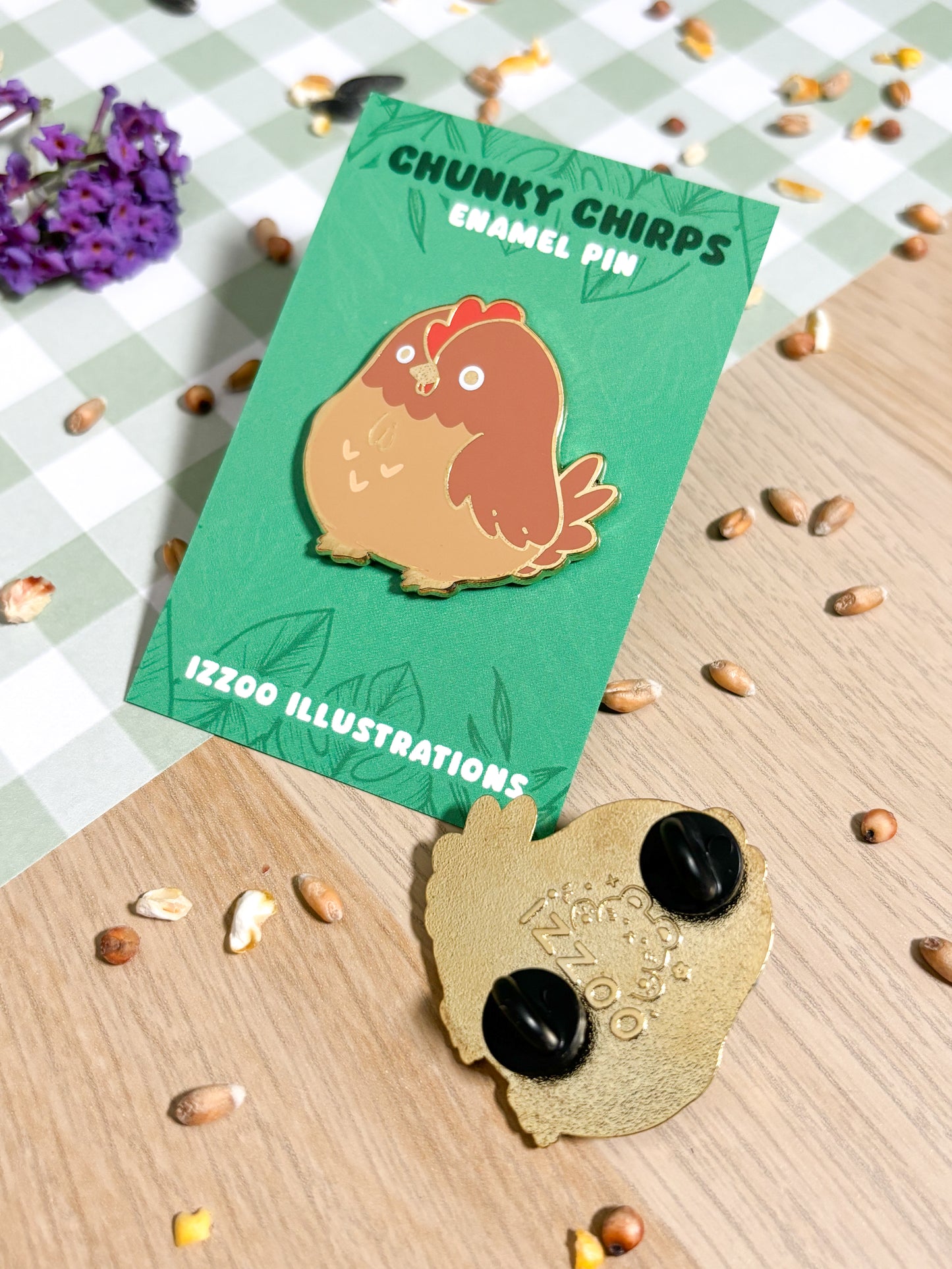 Chunky Chirp Chicken 1.5 inch Gold Plated Enamel Pin