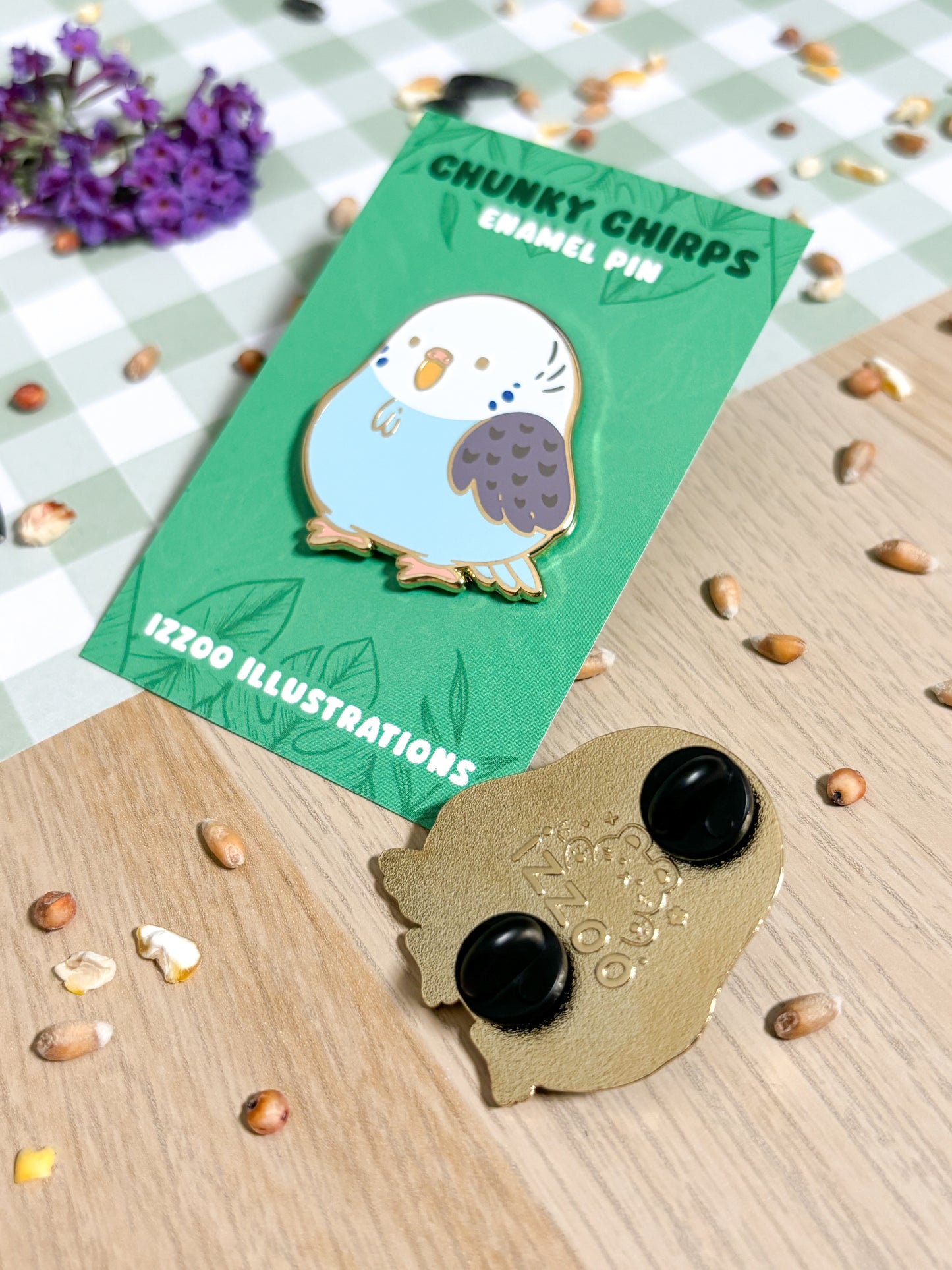 Chunky Chirp Blue Budgie 1.5 inch Gold Plated Enamel Pin