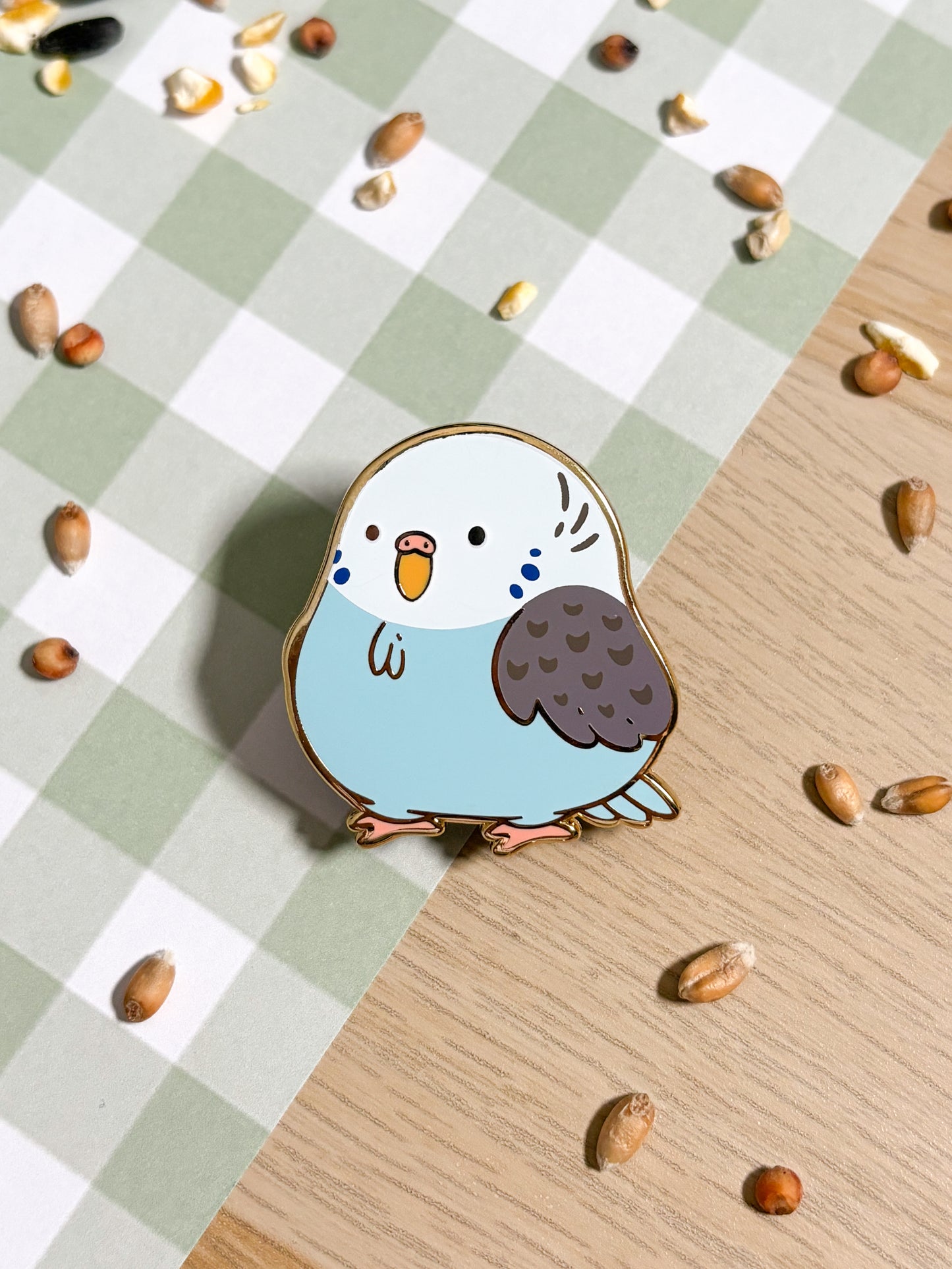 Chunky Chirp Blue Budgie 1.5 inch Gold Plated Enamel Pin
