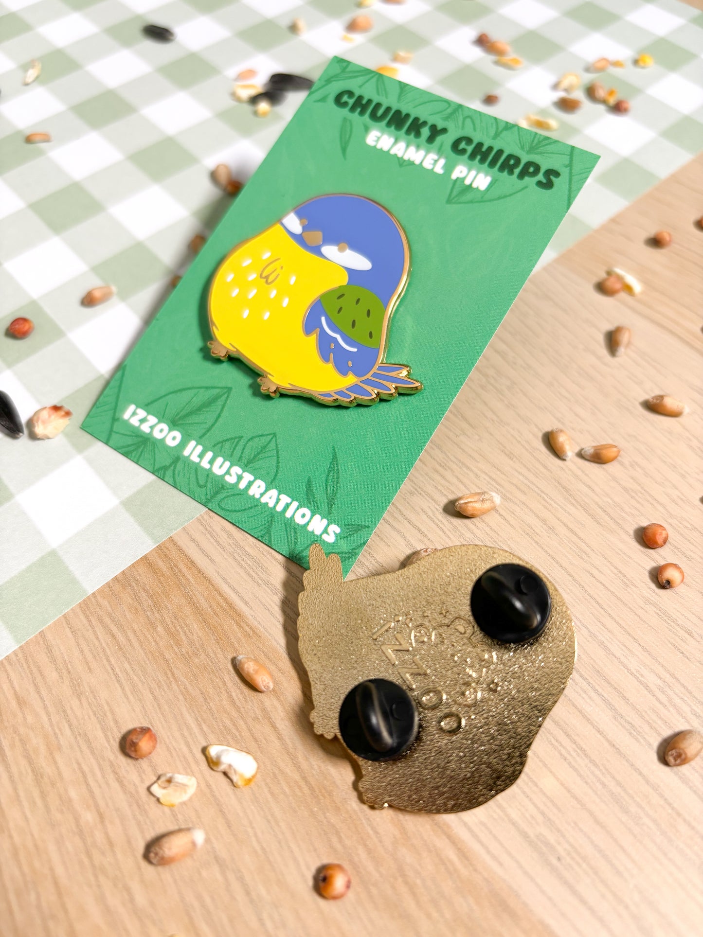 Chunky Chirp Blue Tit 1.5 inch Gold Plated Enamel Pin