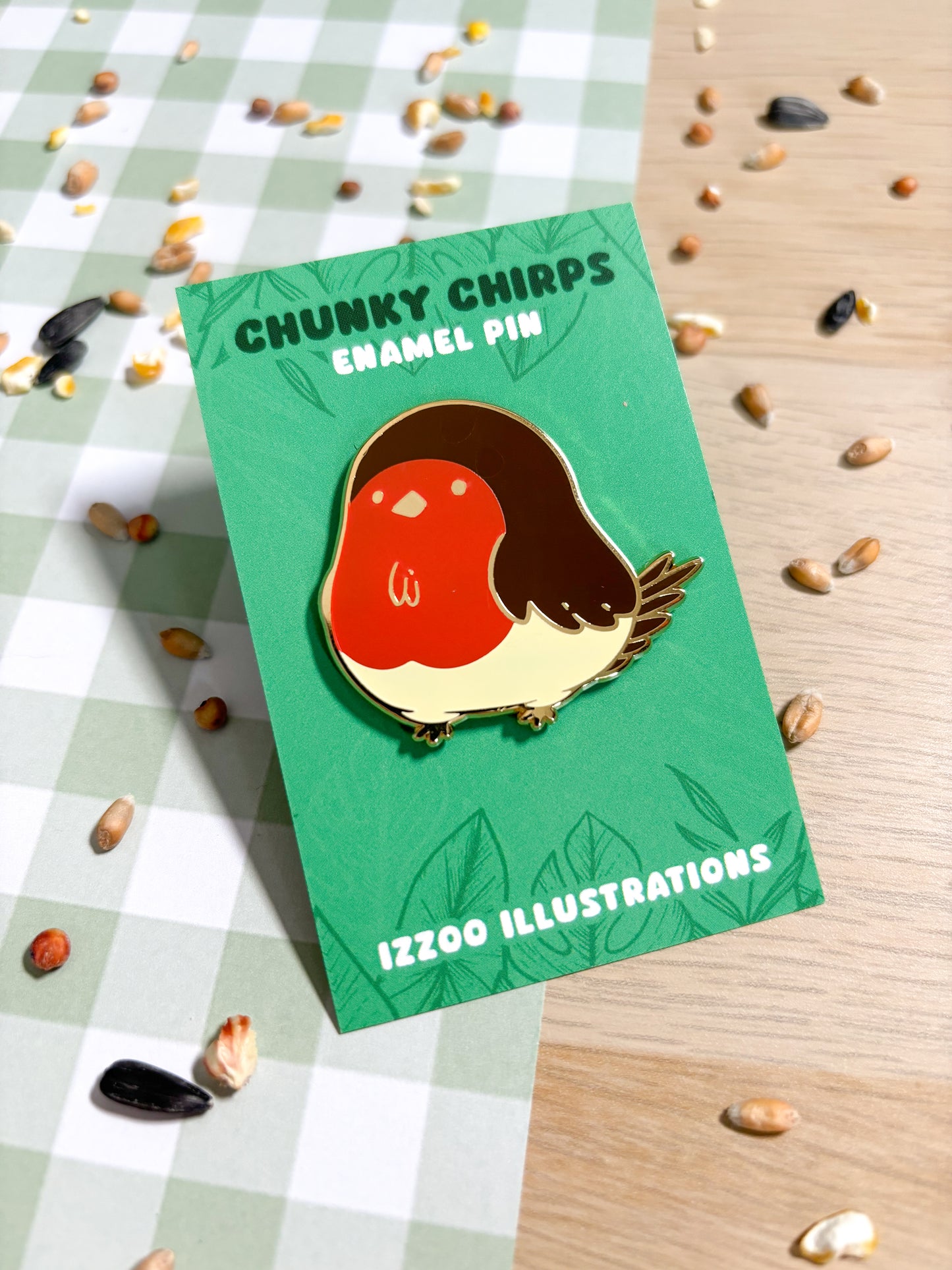Chunky Chirp Robin 1.5 inch Gold Plated Enamel Pin