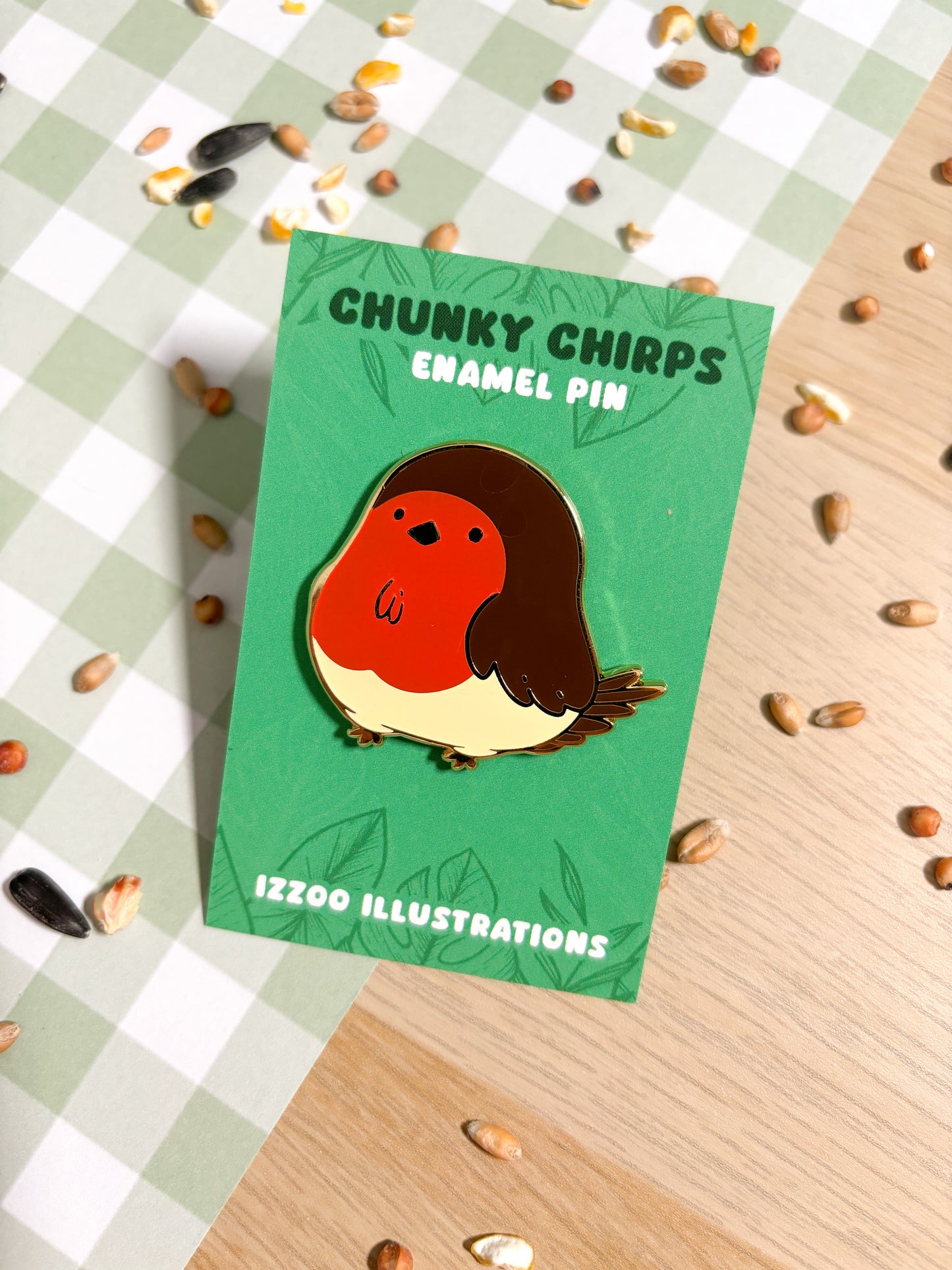 Chunky Chirp Robin 1.5 inch Gold Plated Enamel Pin