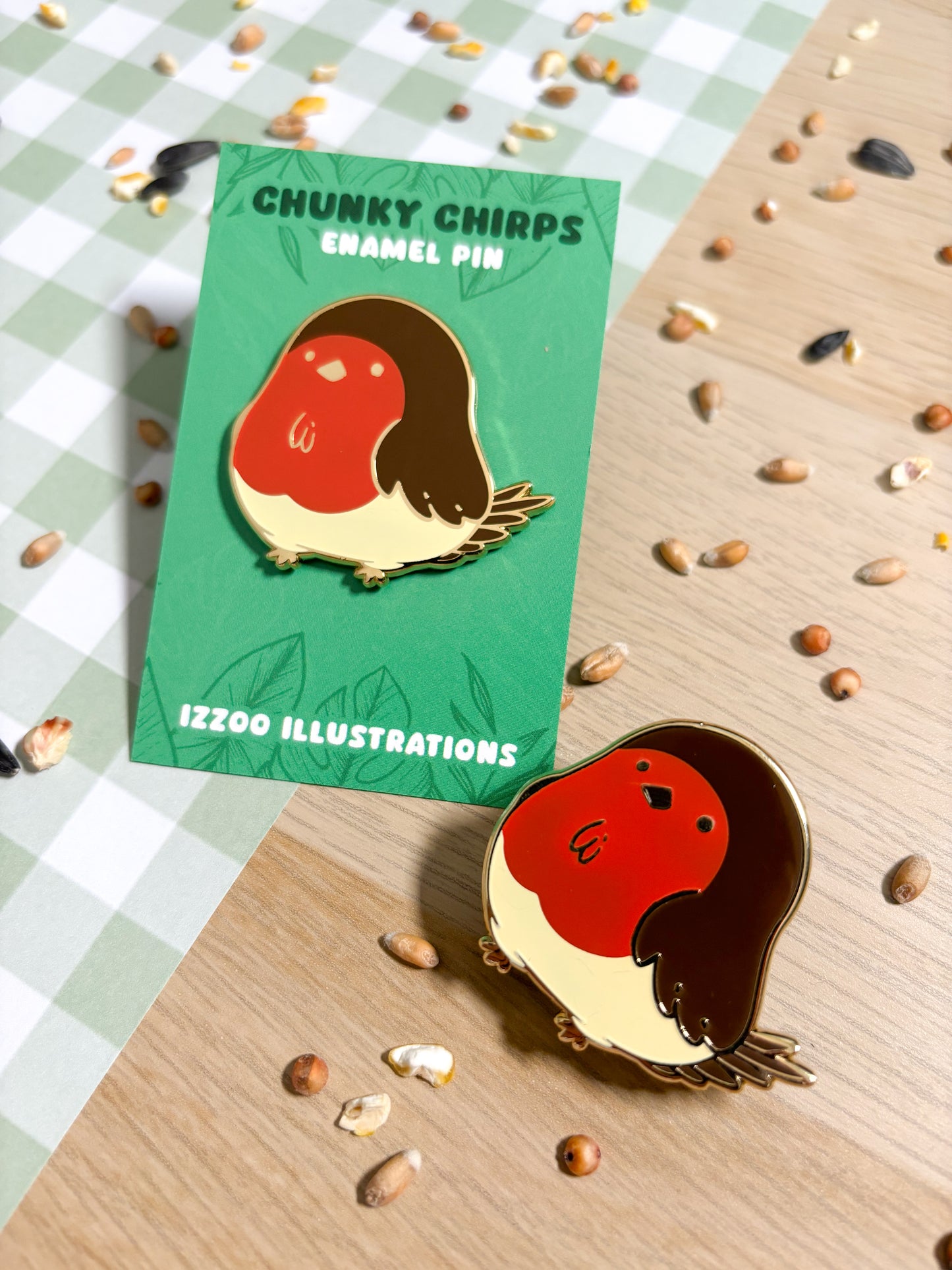 Chunky Chirp Robin 1.5 inch Gold Plated Enamel Pin