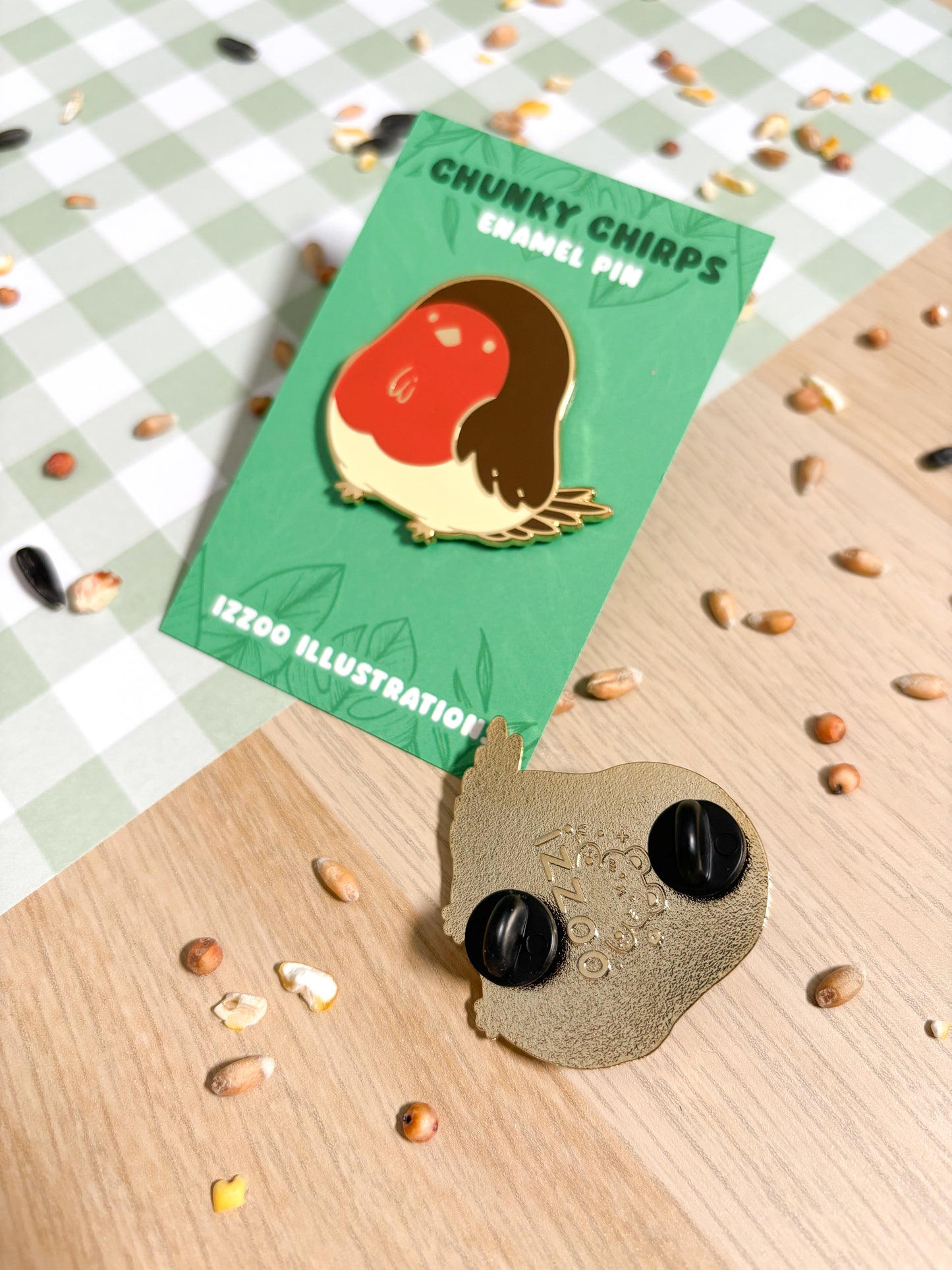 Chunky Chirp Robin 1.5 inch Gold Plated Enamel Pin