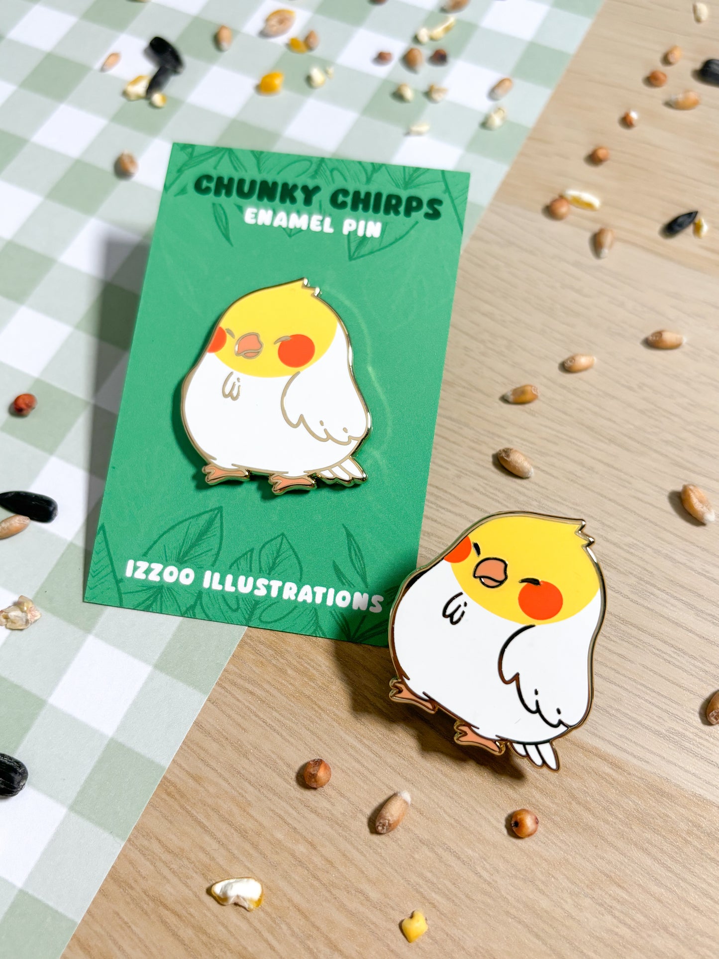 Lutino Cockatiel Enamel Pin