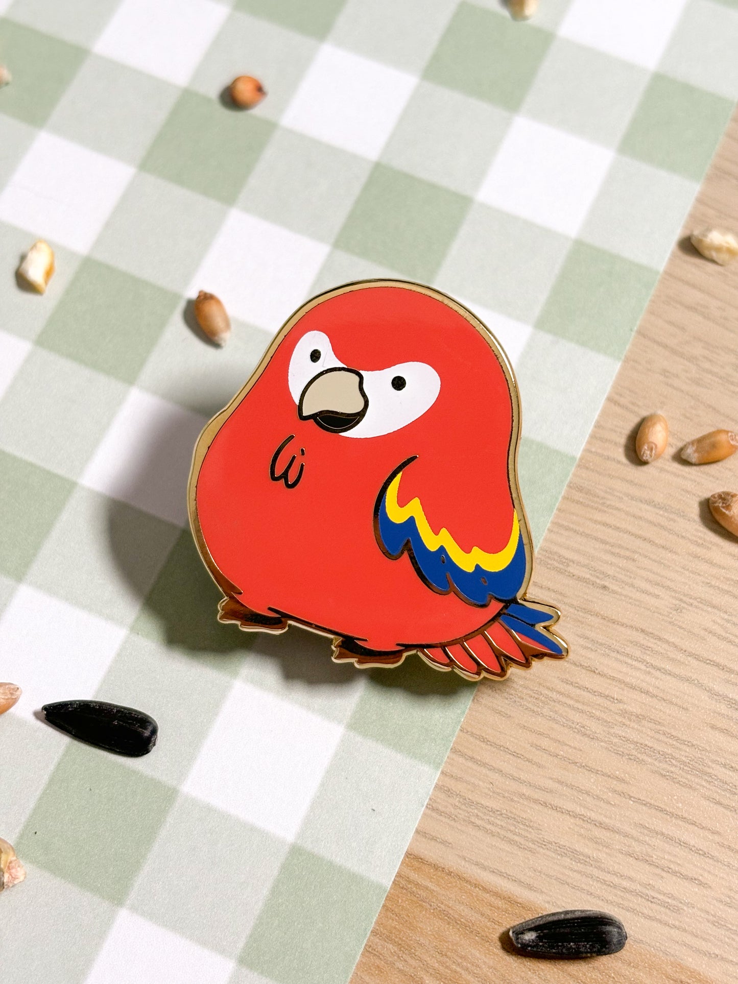 Chunky Chirp Scarlet Macaw 1.5 inch Gold Plated Enamel Pin