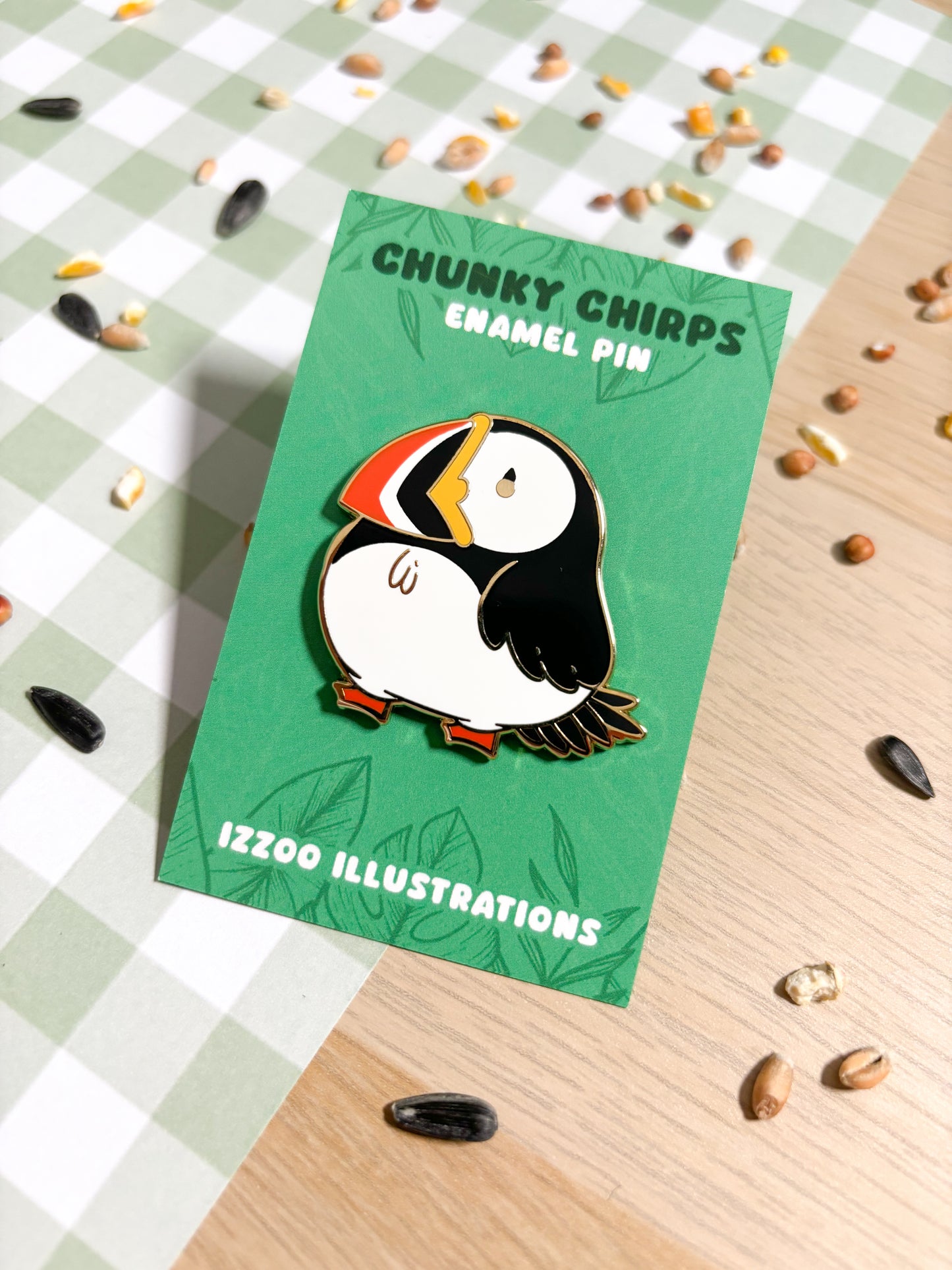 Chunky Chirp Puffin 1.5 inch Gold Plated Enamel Pin