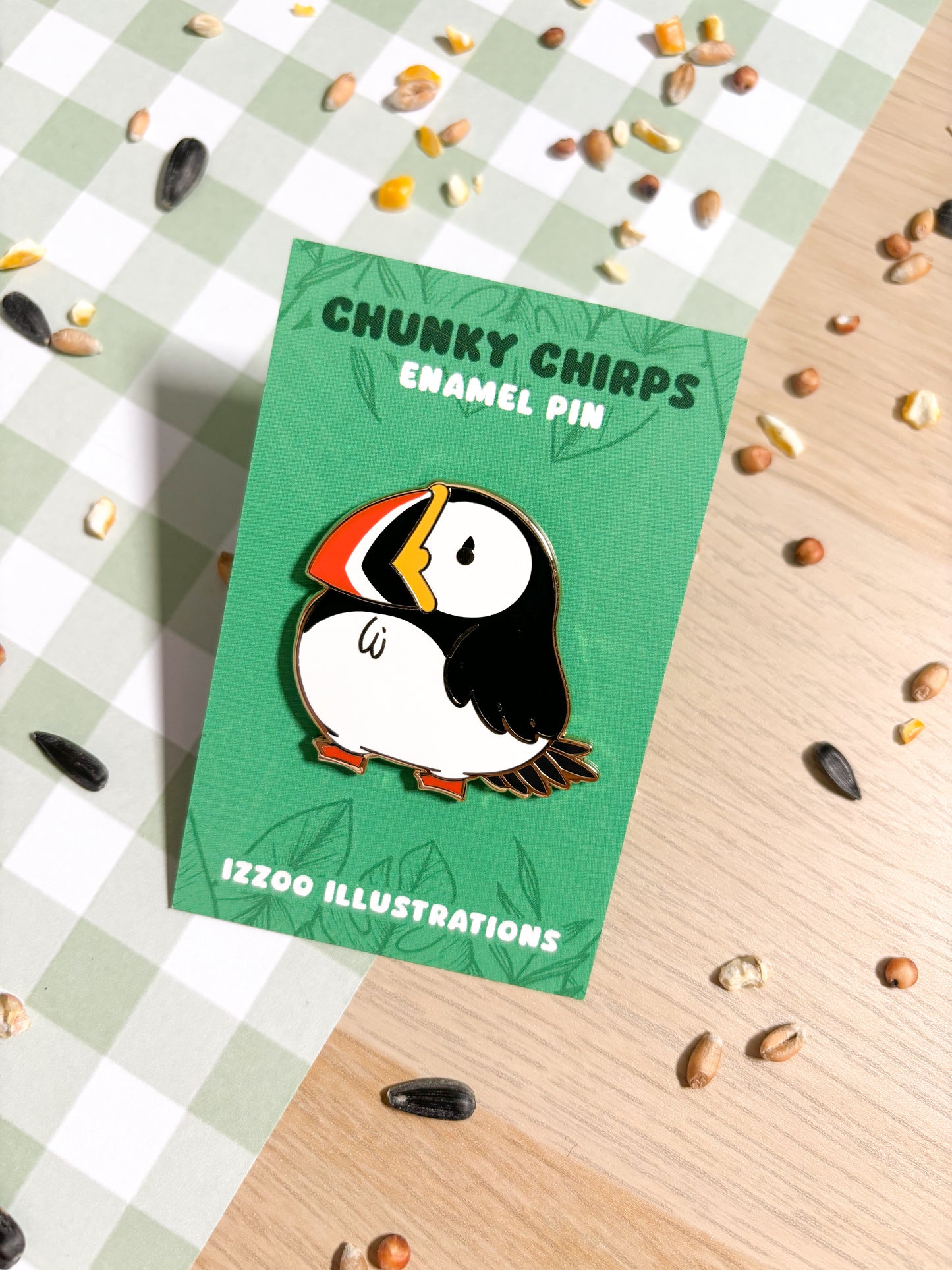Chunky Chirp Puffin 1.5 inch Gold Plated Enamel Pin
