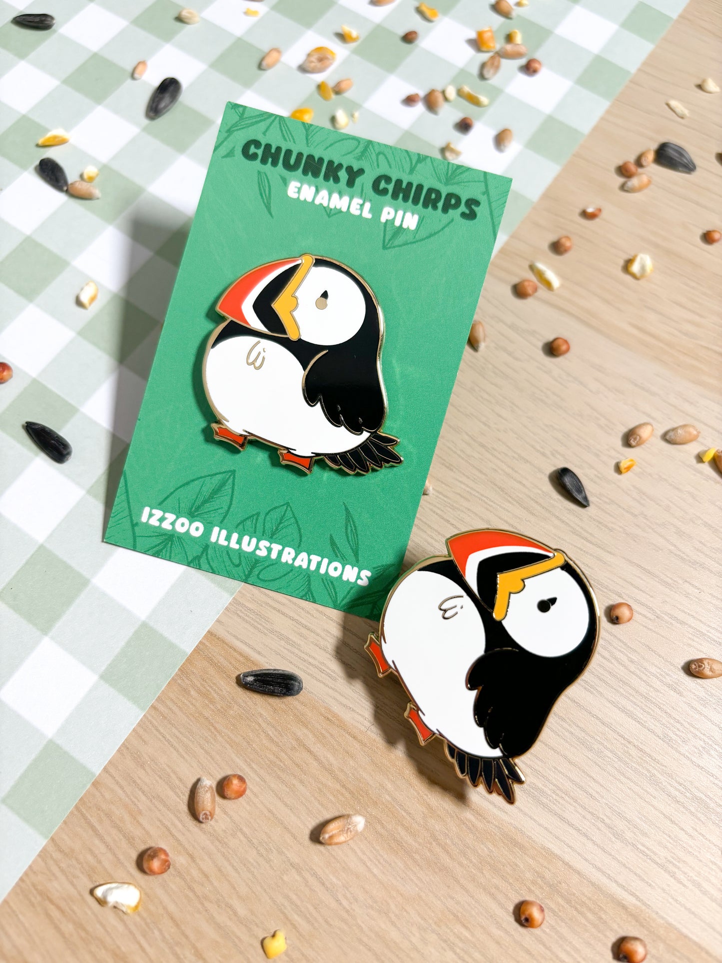 Chunky Chirp Puffin 1.5 inch Gold Plated Enamel Pin