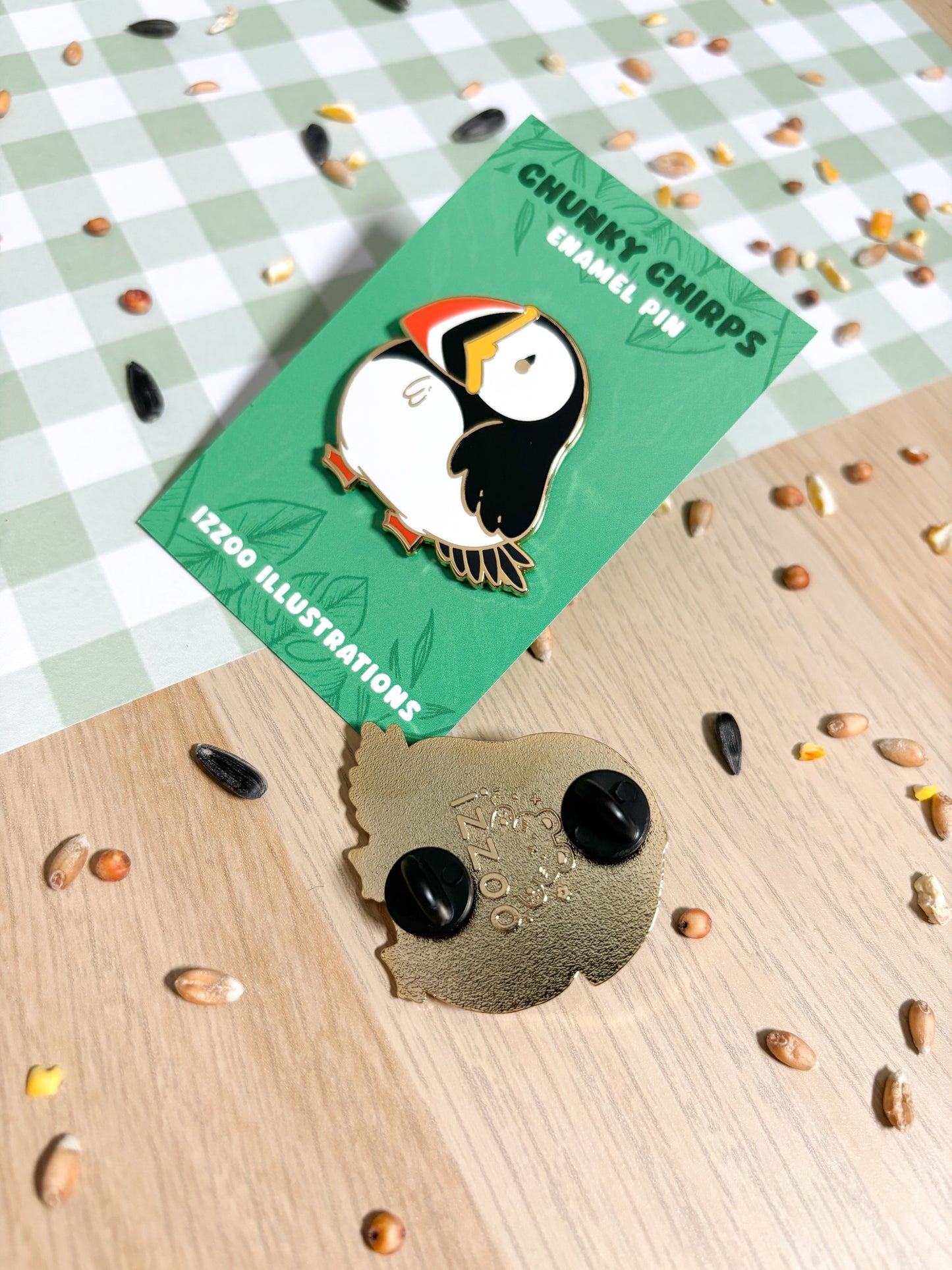 Chunky Chirp Puffin 1.5 inch Gold Plated Enamel Pin