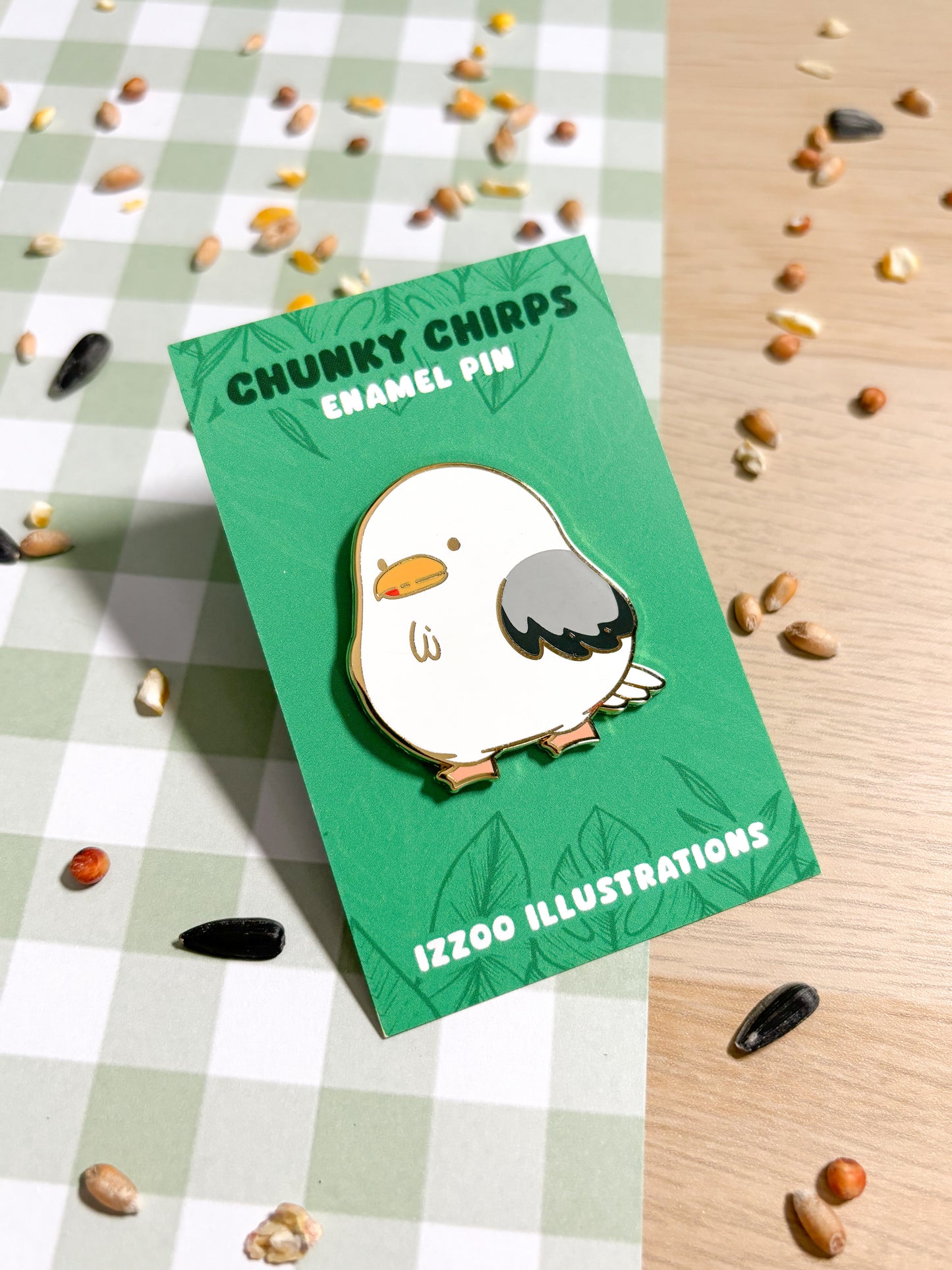 Chunky Chirp Seagull 1.5 inch Gold Plated Enamel Pin