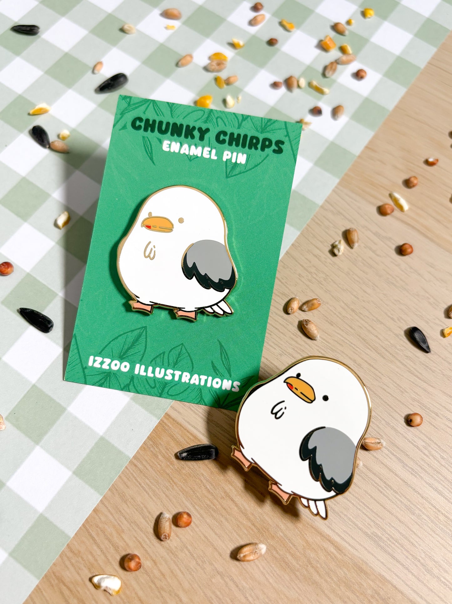 Chunky Chirp Seagull 1.5 inch Gold Plated Enamel Pin