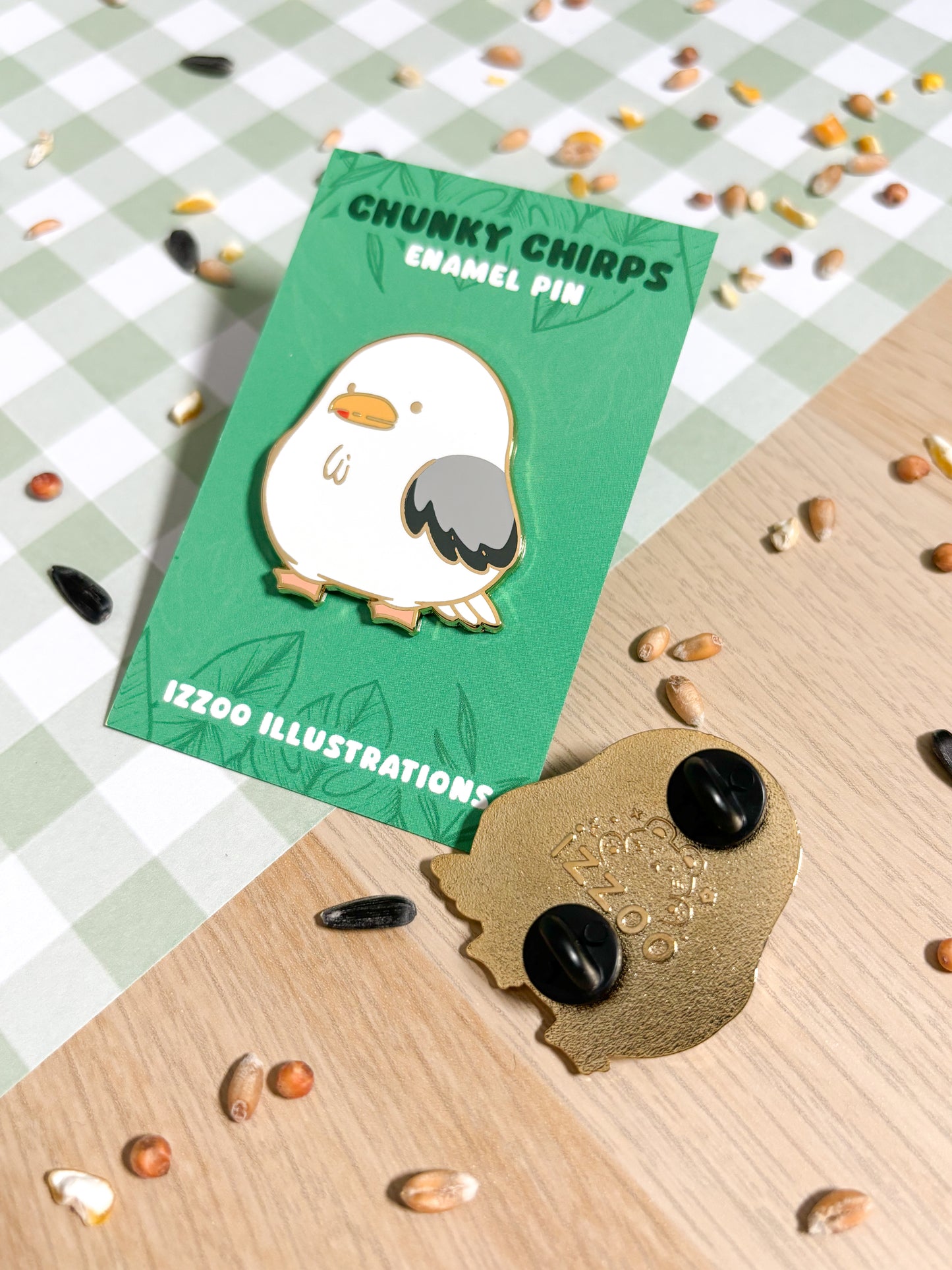 Chunky Chirp Seagull 1.5 inch Gold Plated Enamel Pin