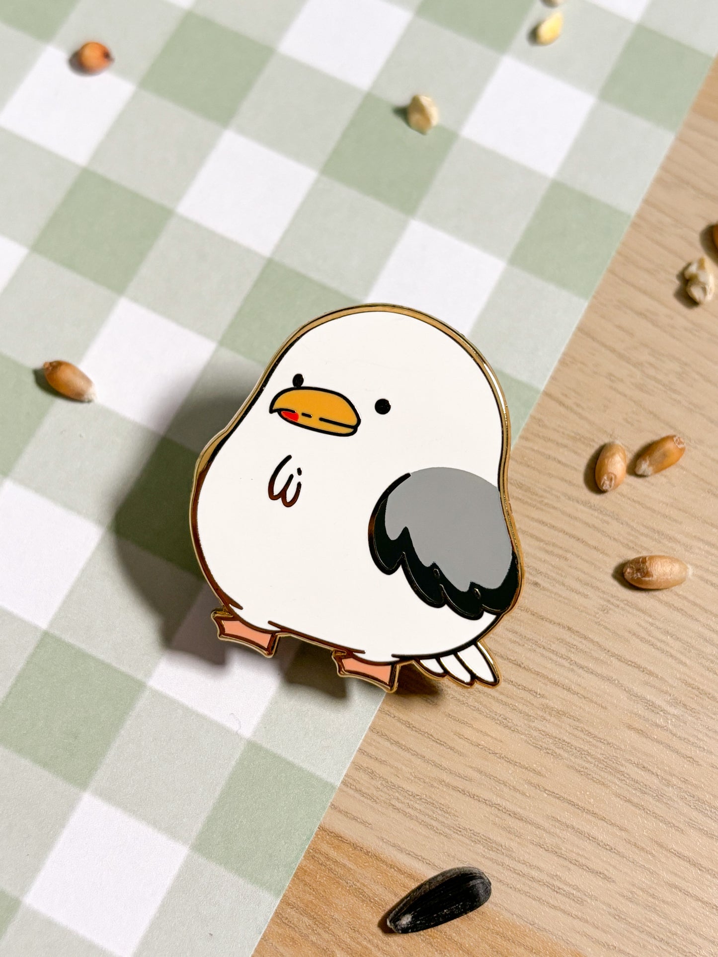 Chunky Chirp Seagull 1.5 inch Gold Plated Enamel Pin