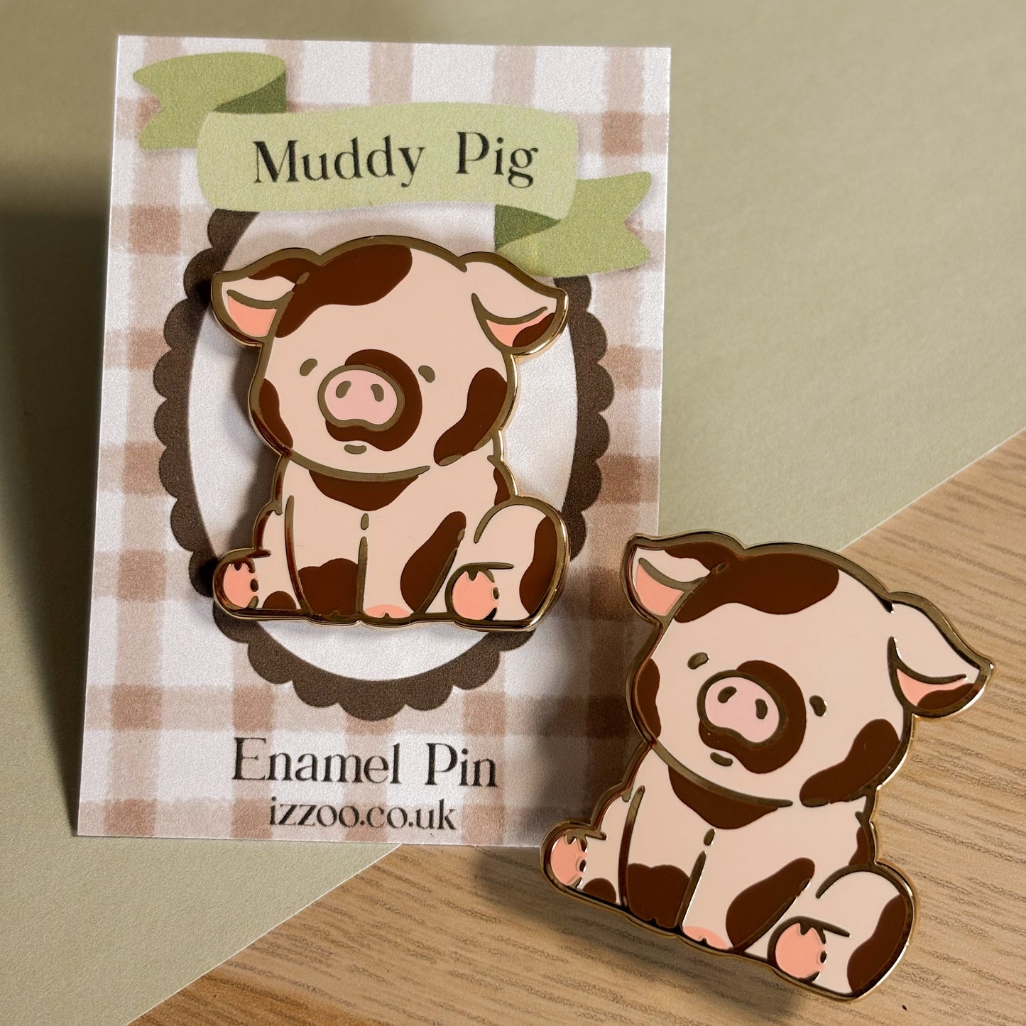 Muddy Pink Pig Enamel Pin