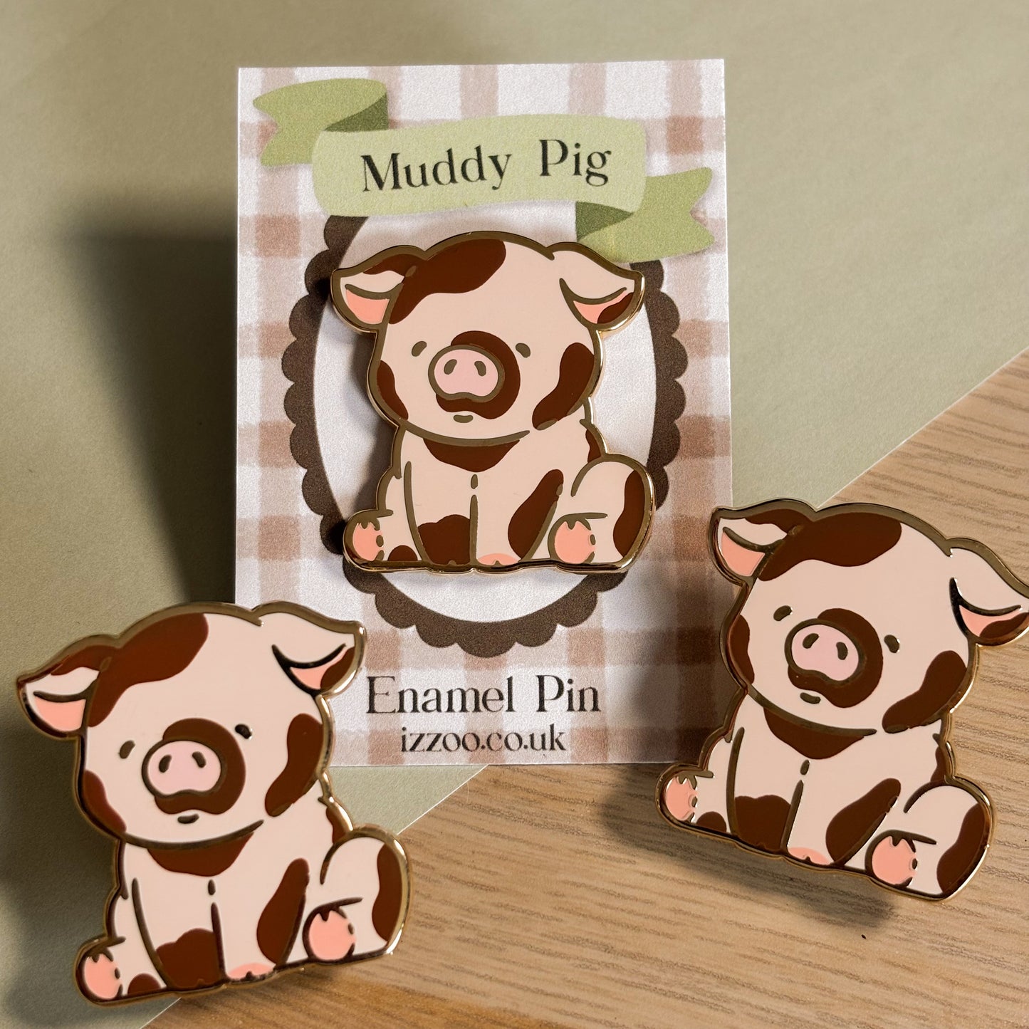 Muddy Pink Pig Enamel Pin