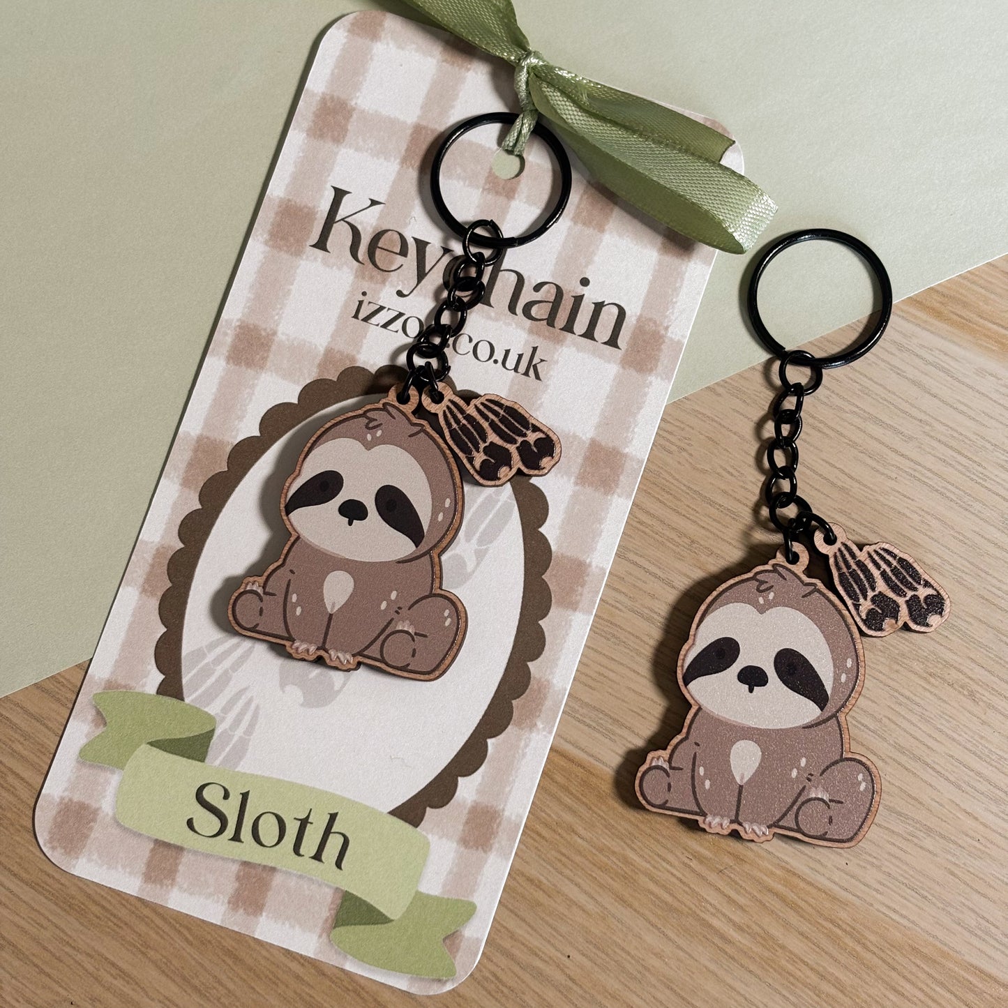 Sloth Wooden Keychain