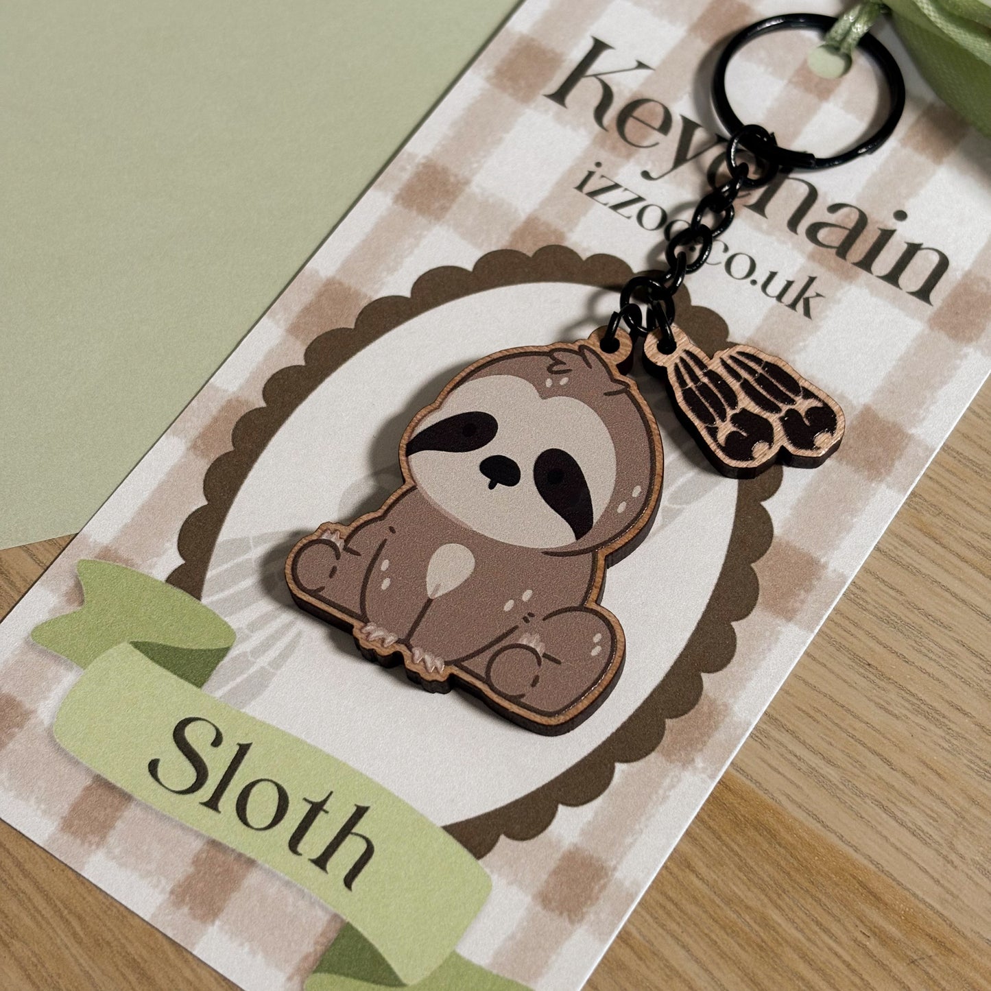 Sloth Wooden Keychain