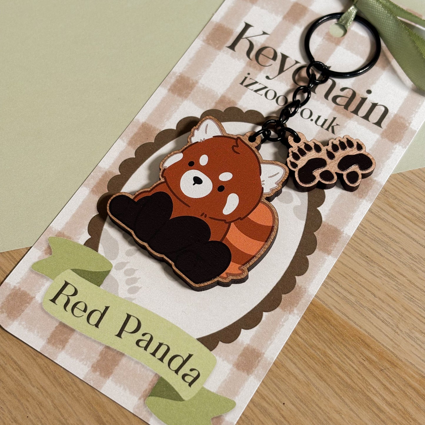 Red Panda Wooden Keychain
