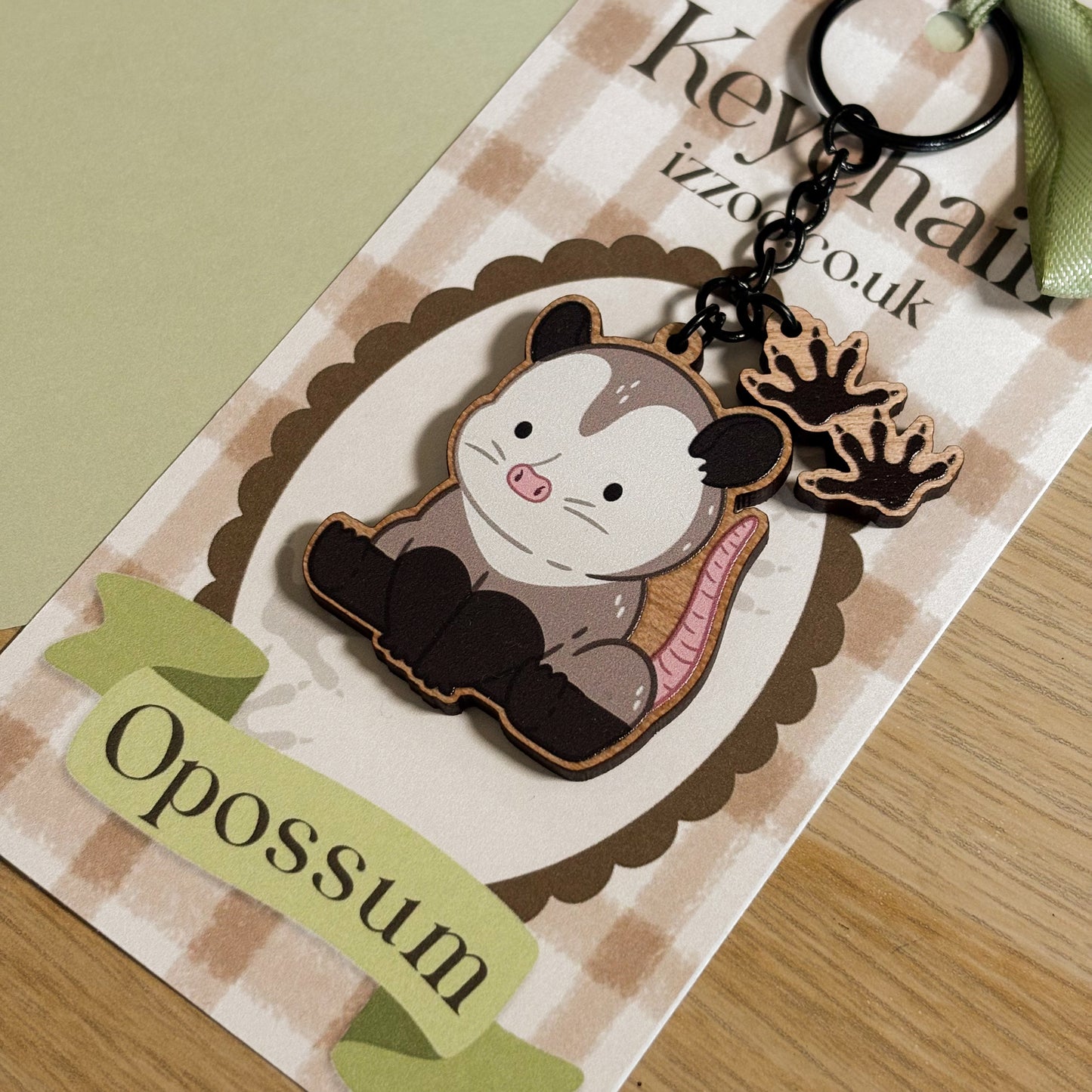 Opossum Wooden Keychain
