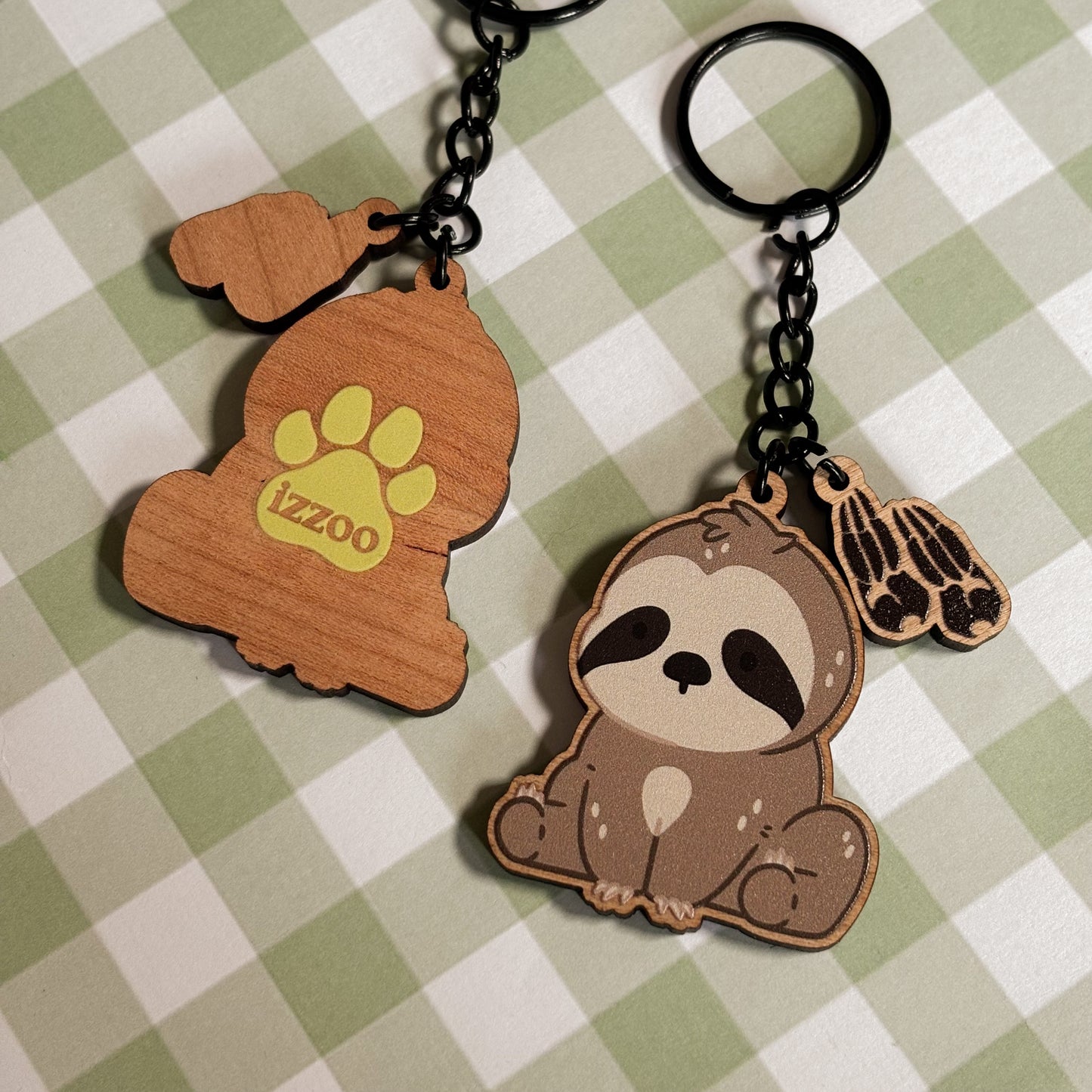 Sloth Wooden Keychain