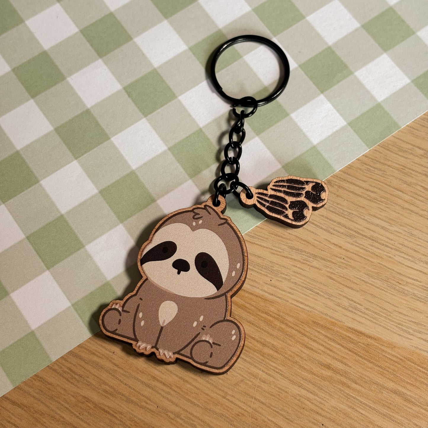 Sloth Wooden Keychain