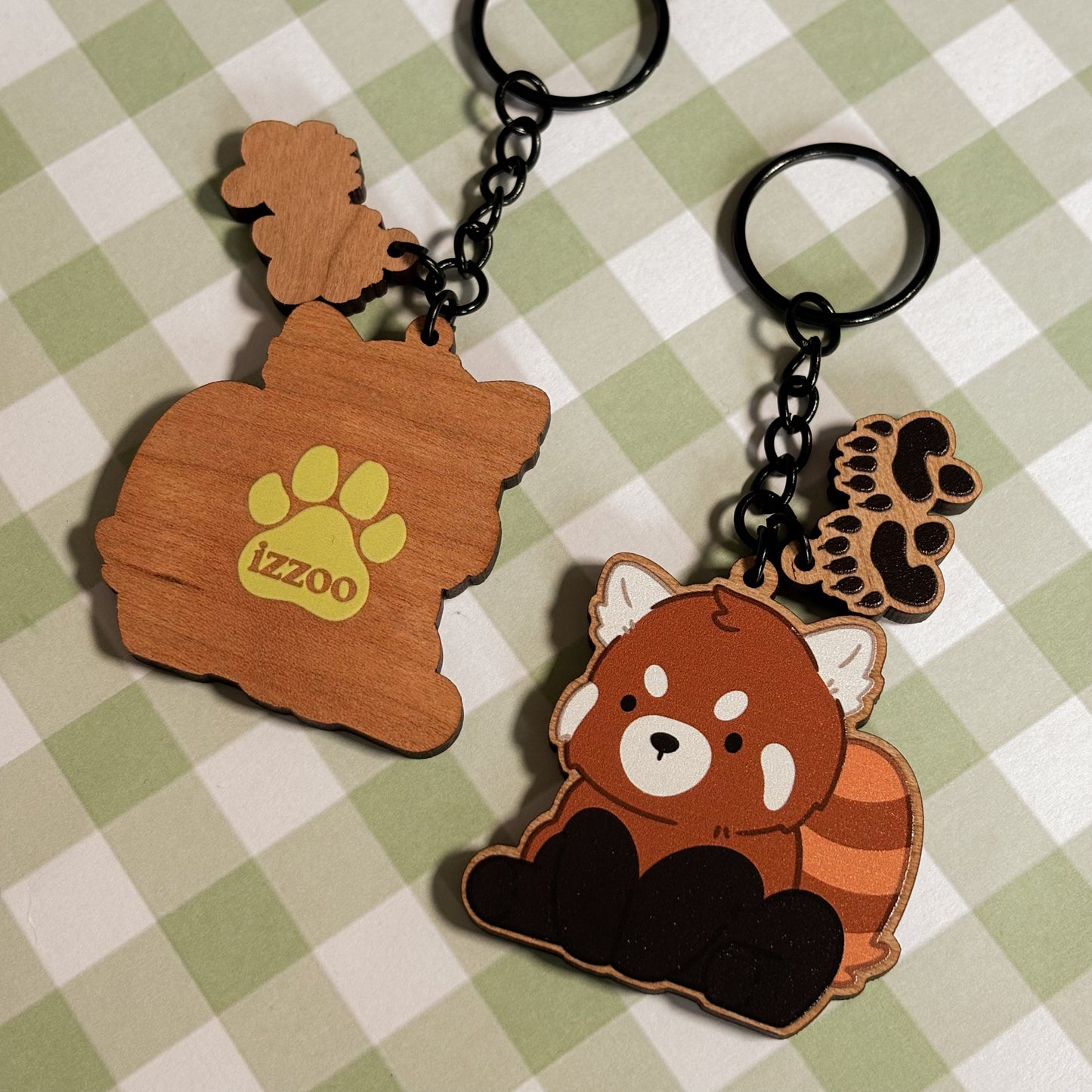 Red Panda Wooden Keychain