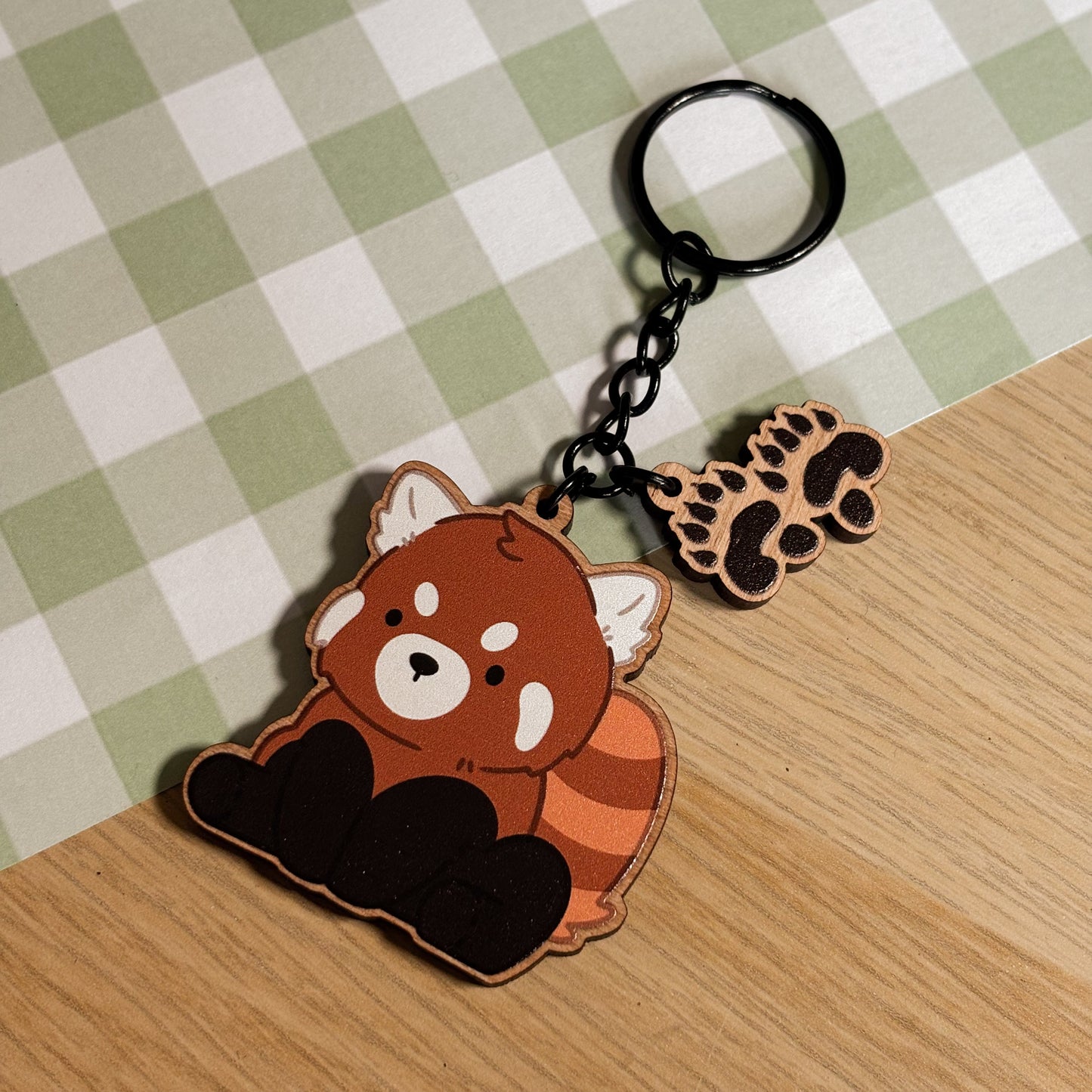 Red Panda Wooden Keychain