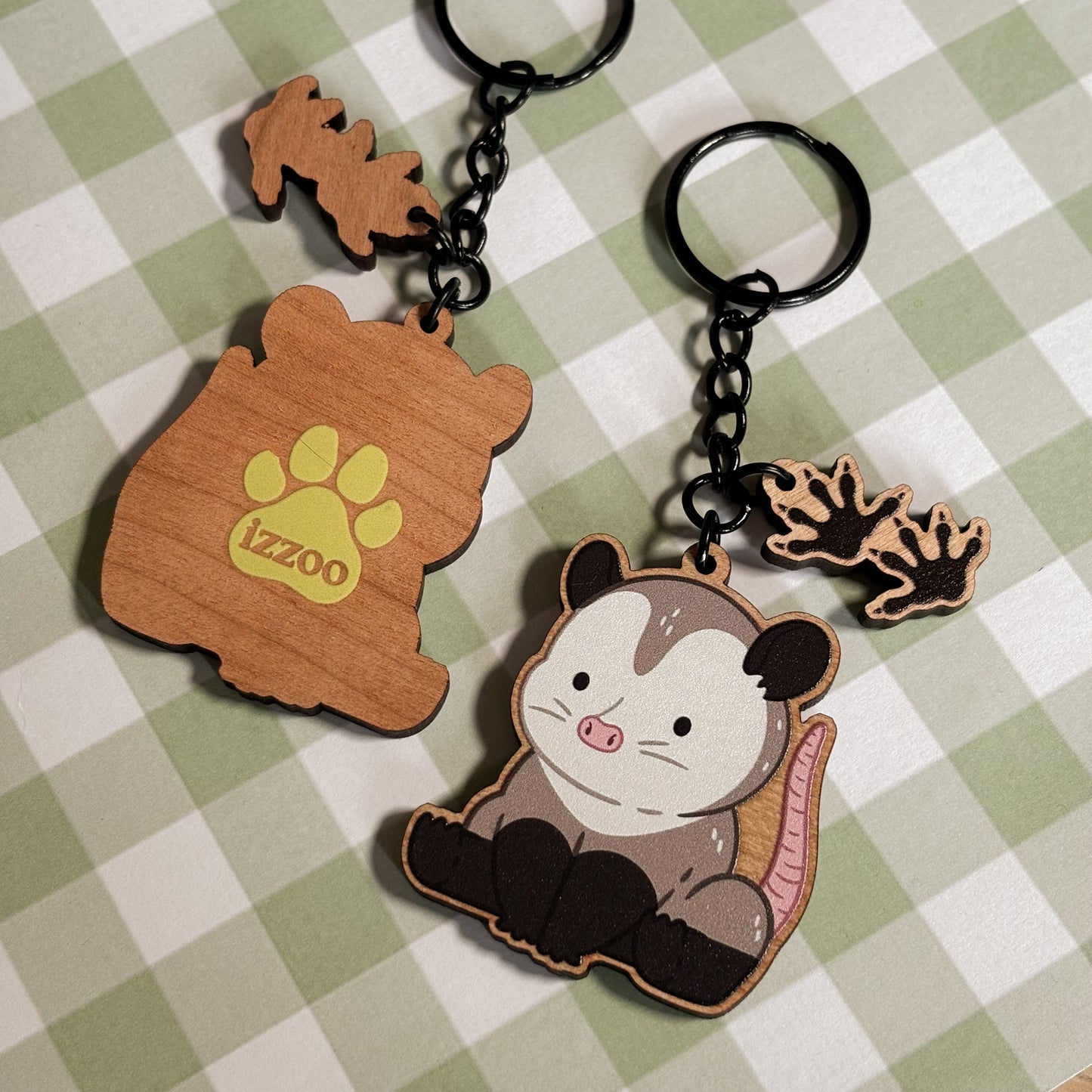 Opossum Wooden Keychain