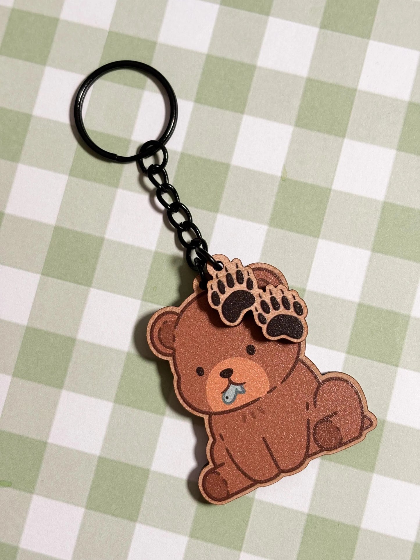 Brown Bear Wooden Keychain