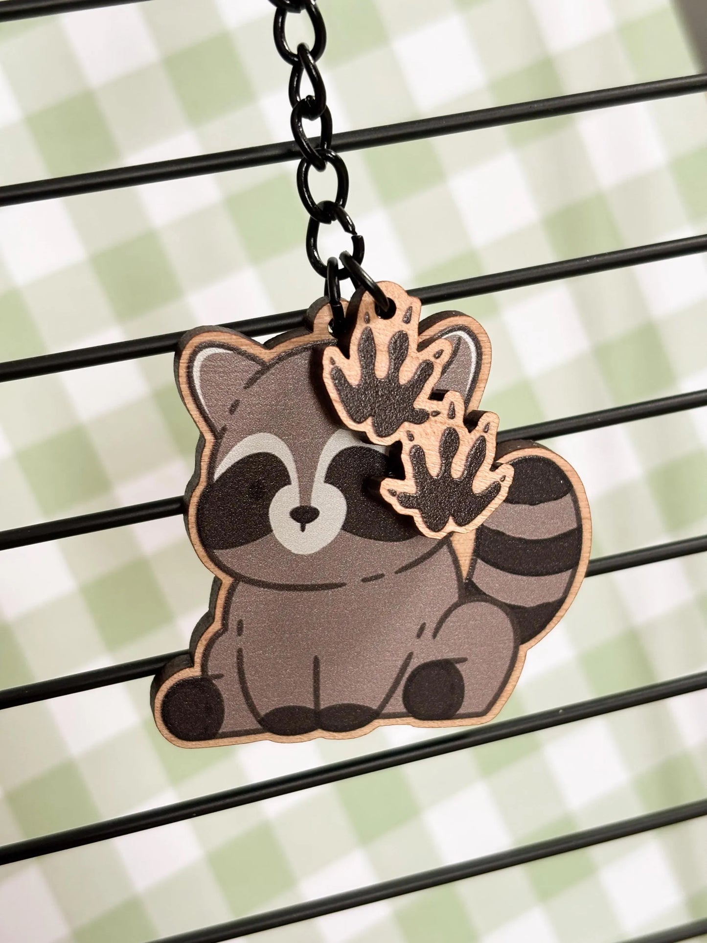 Raccoon Wooden Keychain