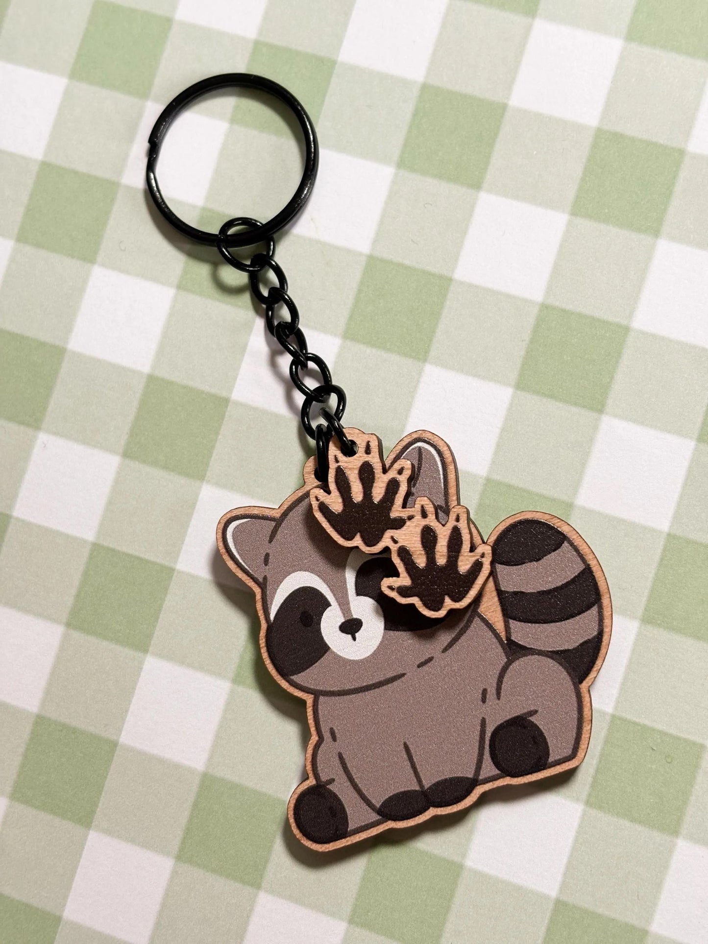 Raccoon Wooden Keychain