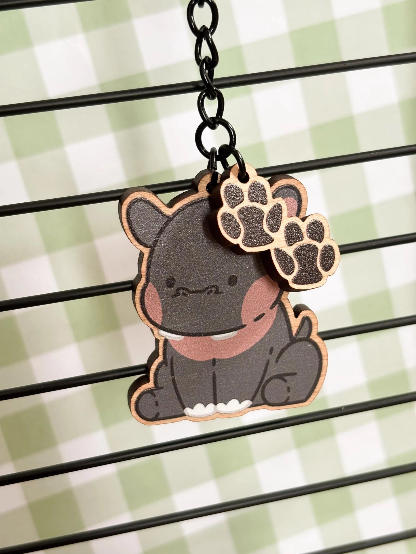 Hippo Wooden Keychain