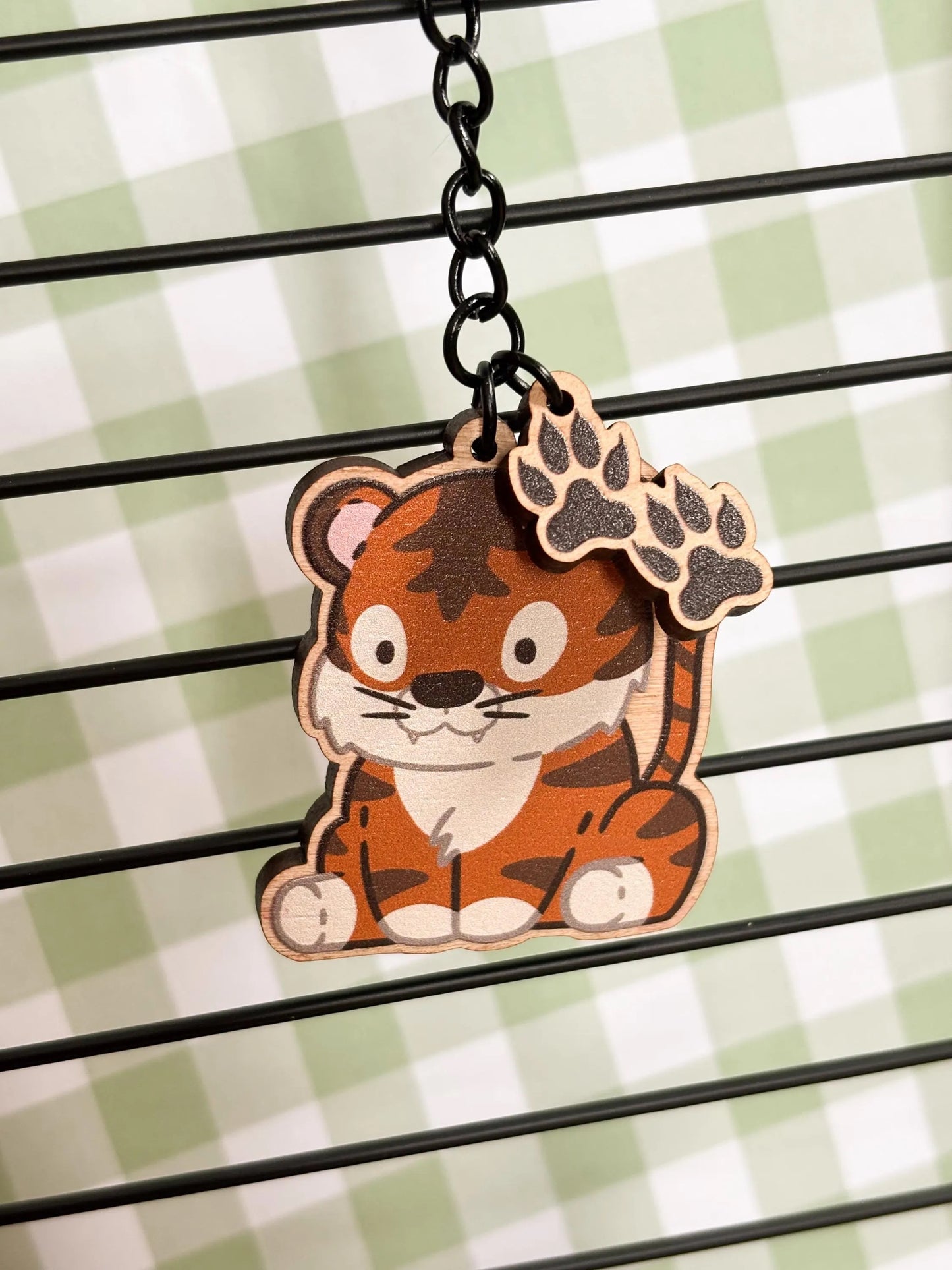 Tiger Wooden Keychain